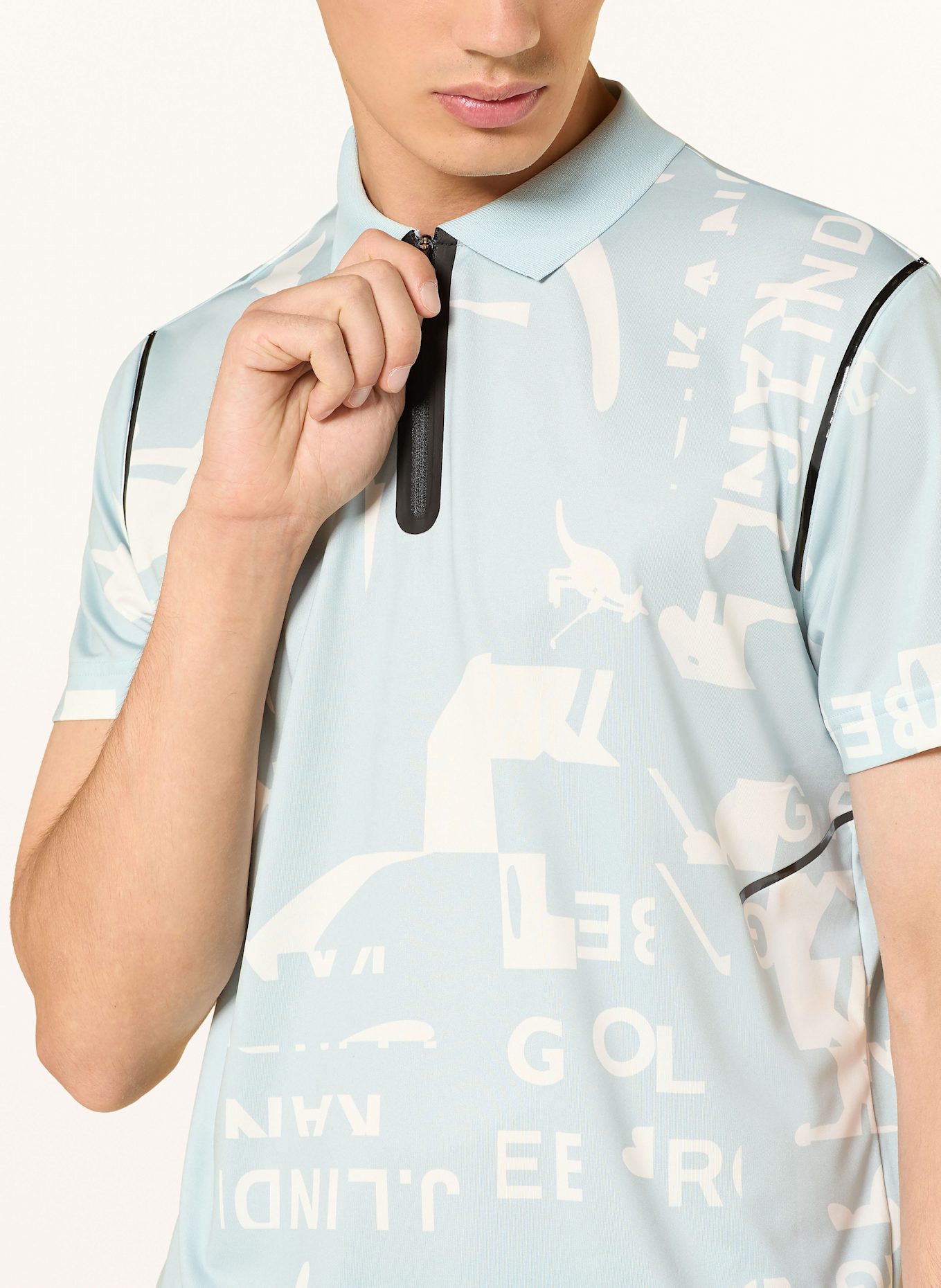 J.LINDEBERG Funkcyjna koszulka polo: JASNONIEBIESKI / BIAŁY / CZARNY