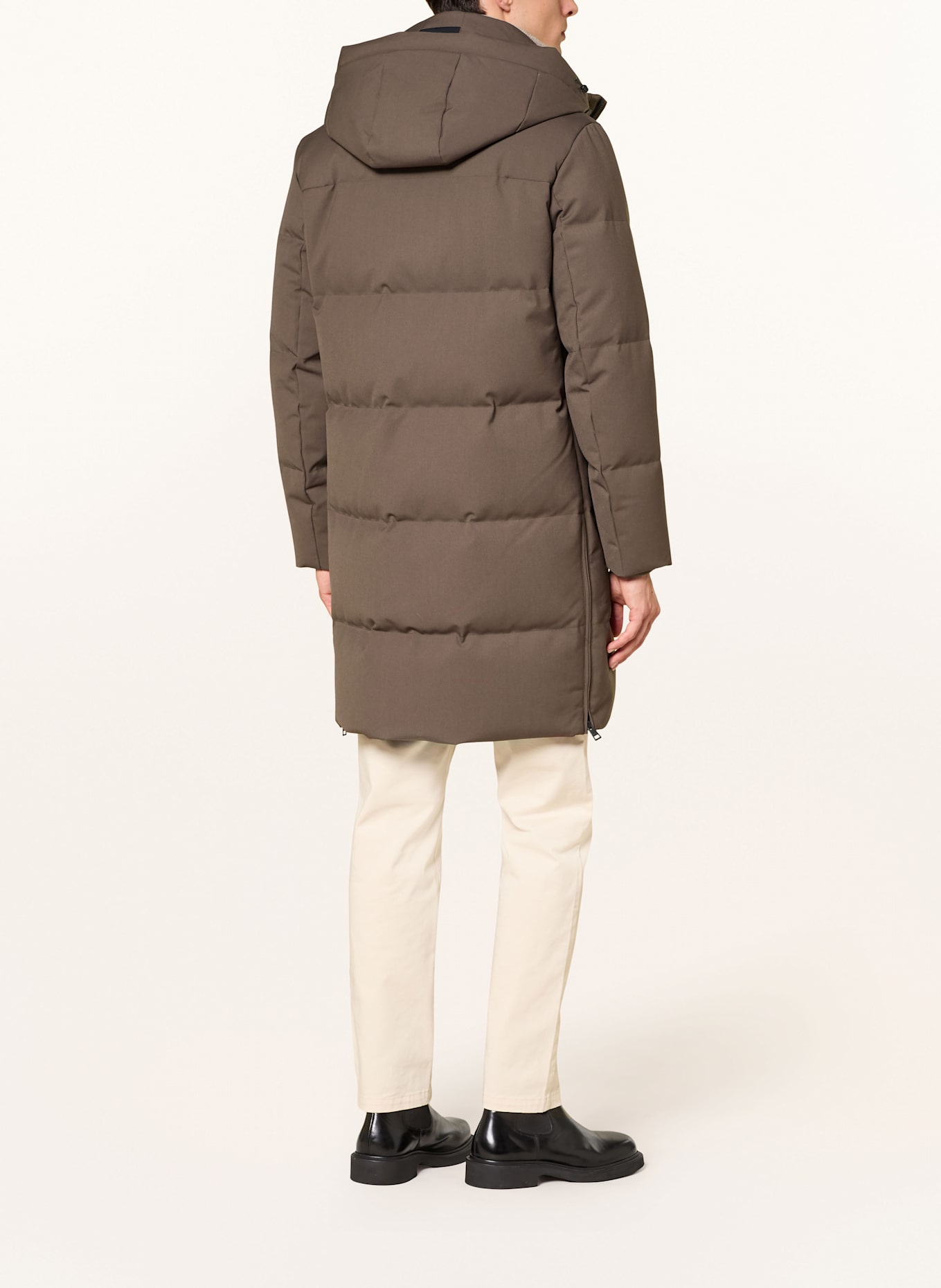 DUNO Daunenmantel ARON PARMA mit abnehmbarer Kapuze: KHAKI