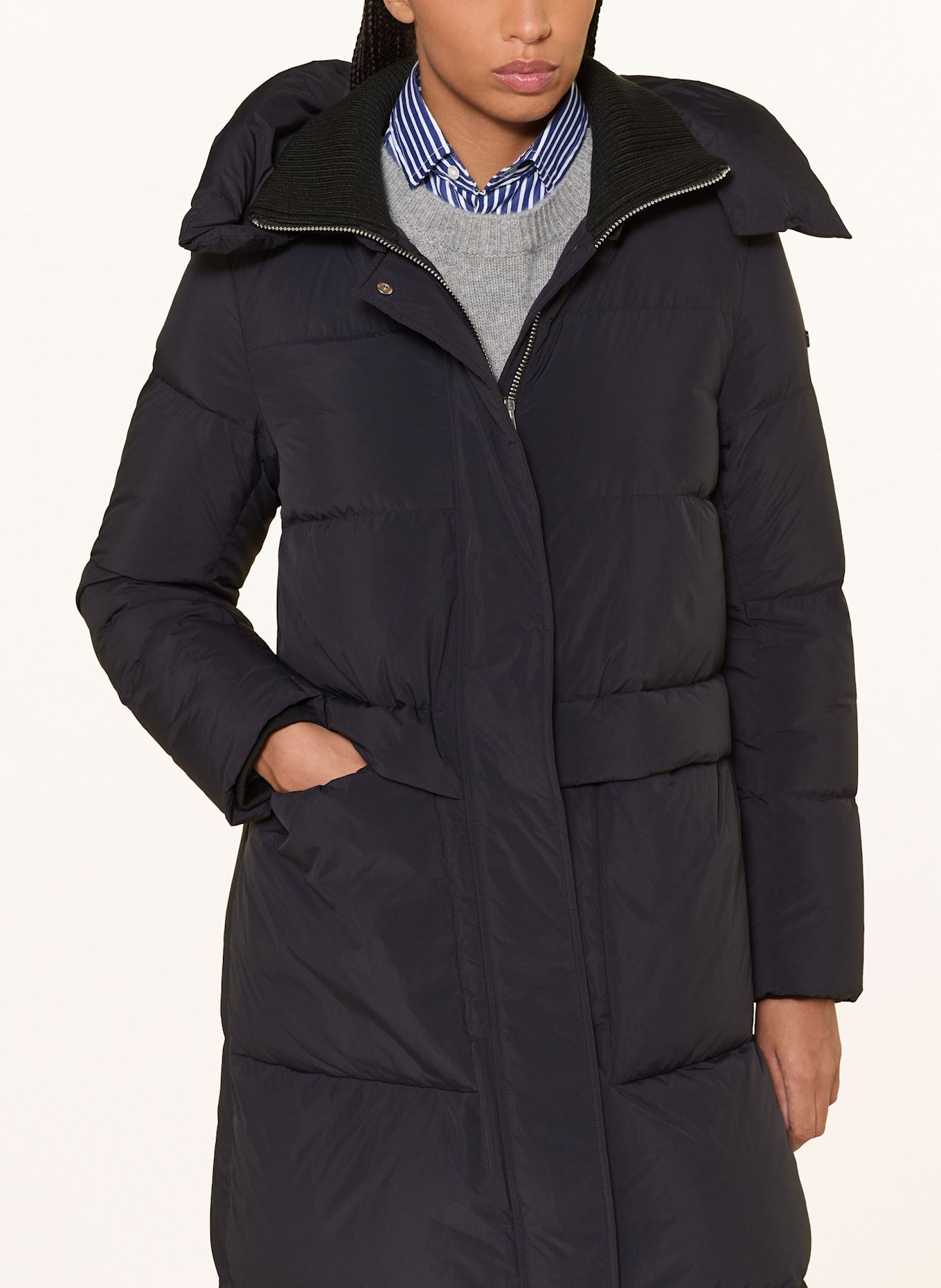 DUNO Daunenmantel FULLY mit abnehmbarer Kapuze: SCHWARZ