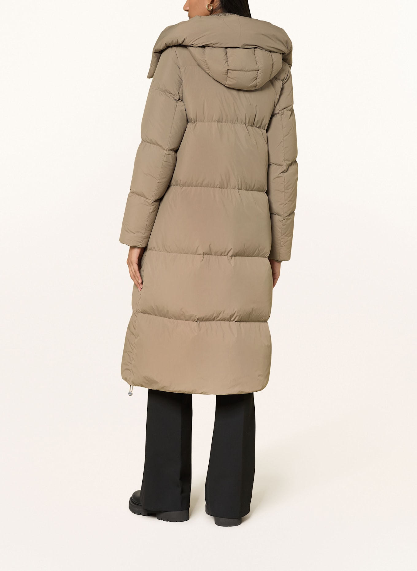 DUNO Daunenmantel FULLY mit abnehmbarer Kapuze: HELLBRAUN