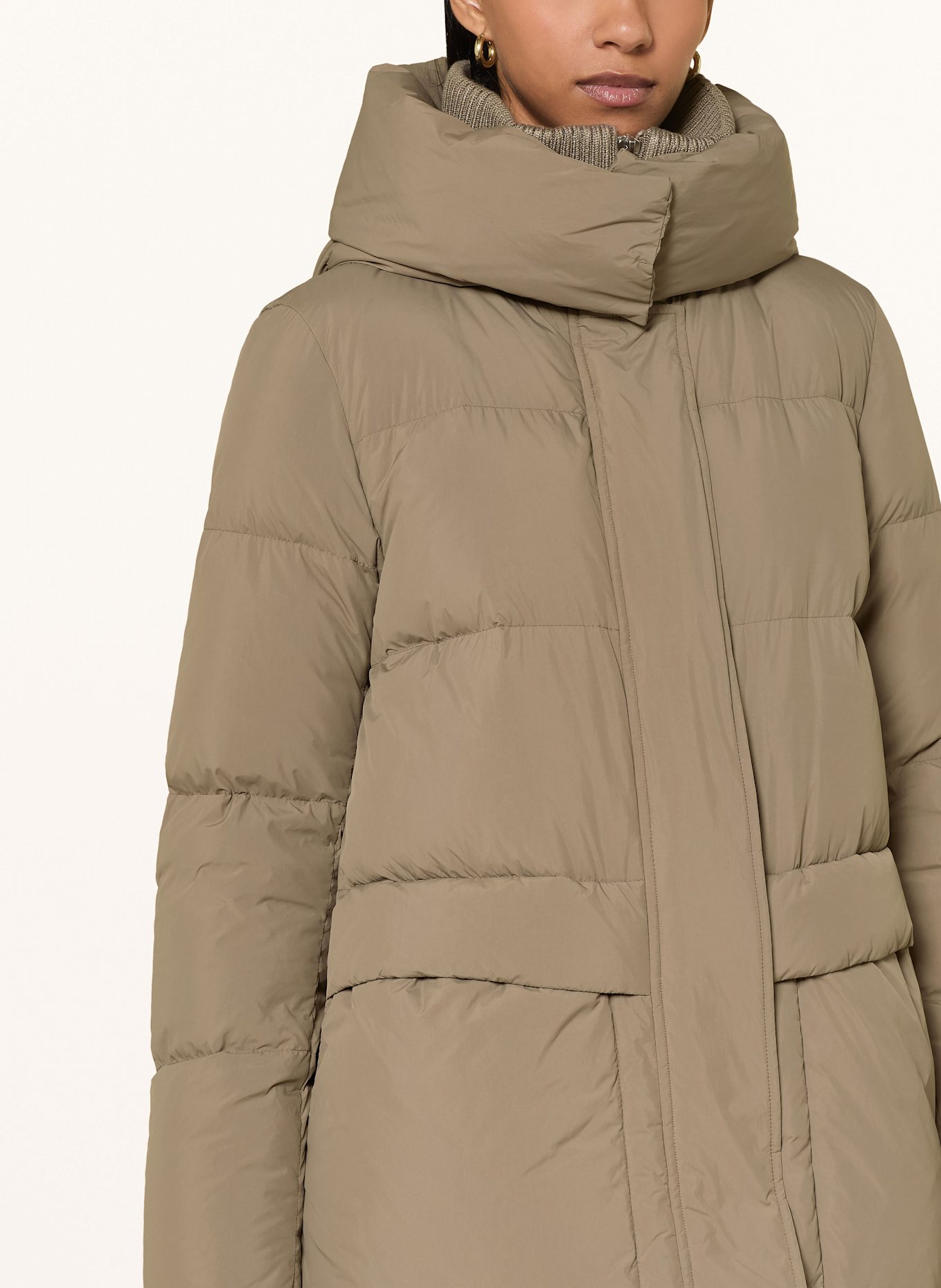 DUNO Daunenmantel FULLY mit abnehmbarer Kapuze: HELLBRAUN