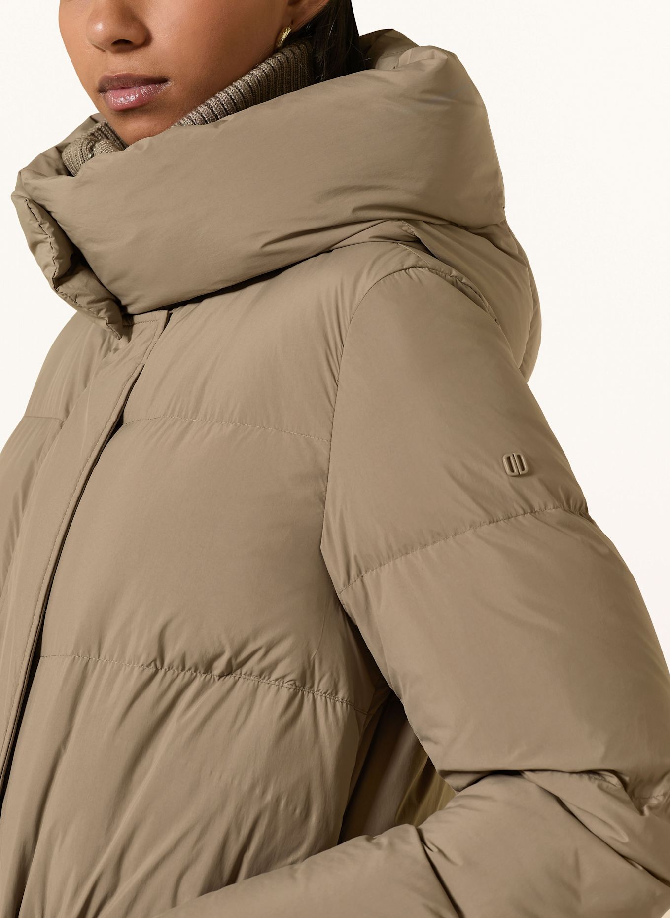 DUNO Daunenmantel FULLY mit abnehmbarer Kapuze: HELLBRAUN