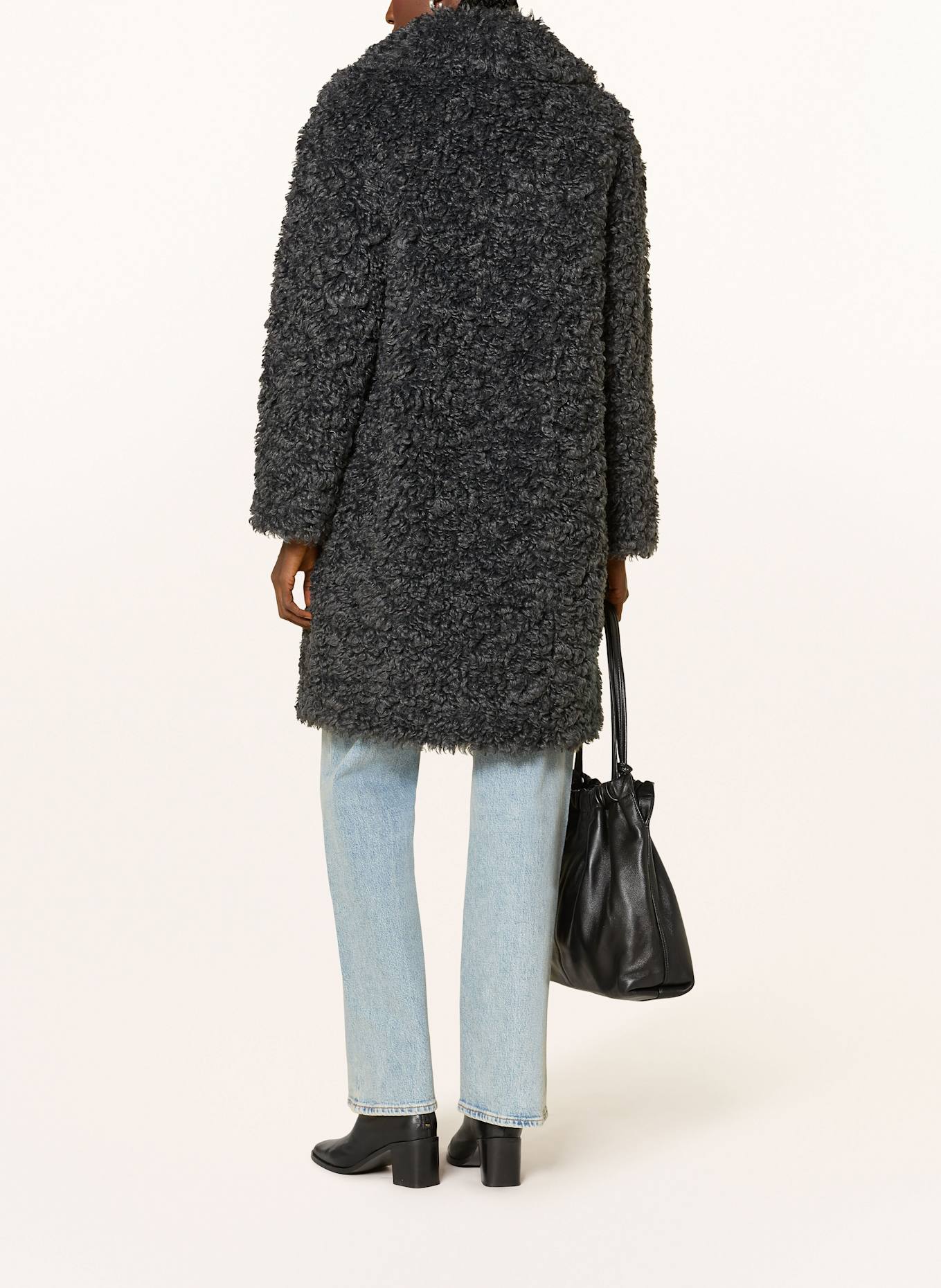 STAND STUDIO Kunstfellmantel CAMILLE: DUNKELGRAU