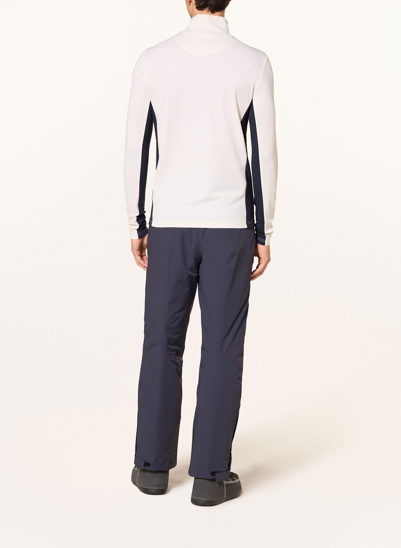 WE NORWEGIANS Piqué-Midlayer aus Merinowolle: CREME / ROT / BLAU