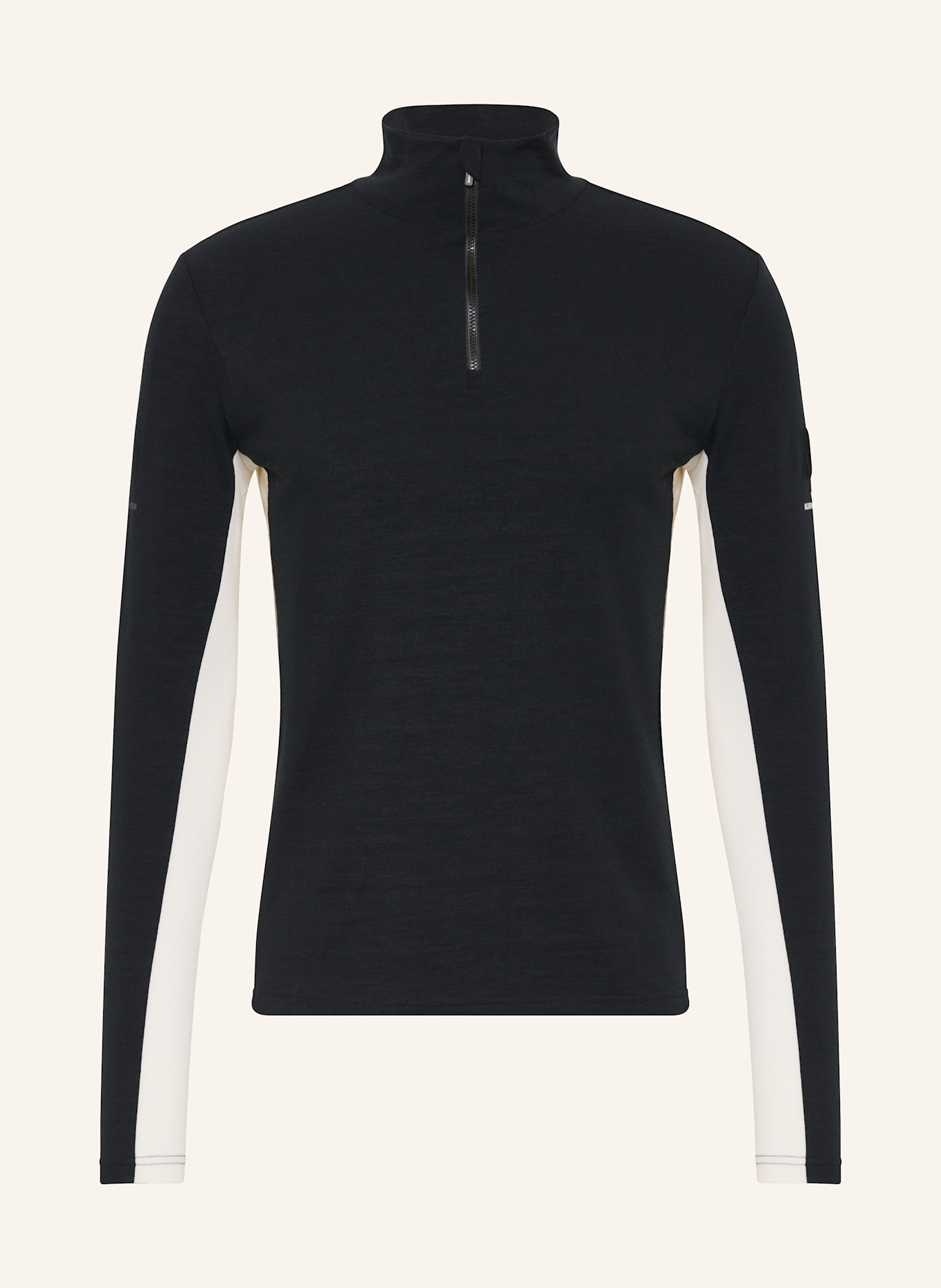 WE NORWEGIANS Piqué-Midlayer VOSS aus Merinowolle: SCHWARZ / ECRU