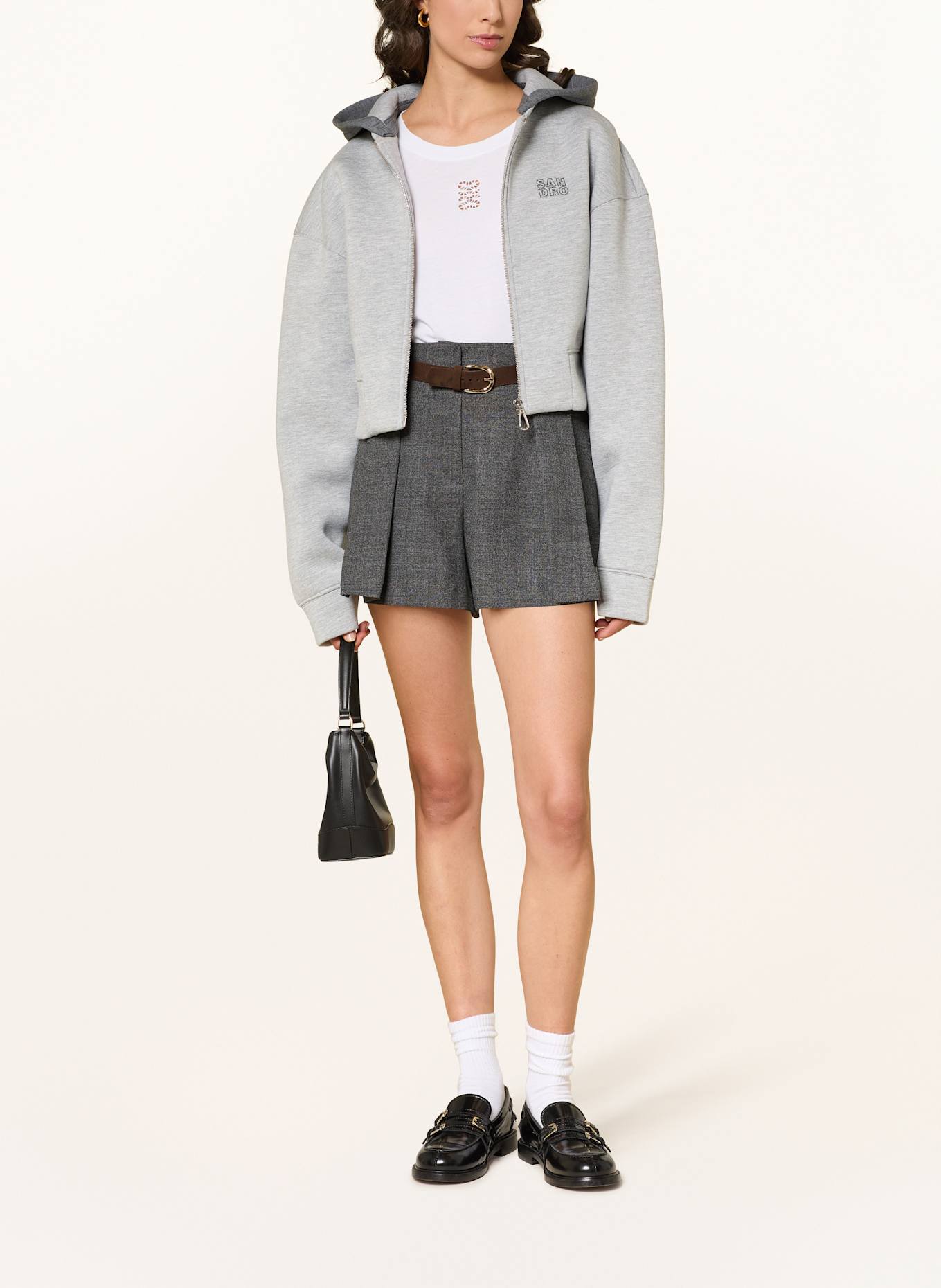 SANDRO Cropped-Sweatjacke: GRAU