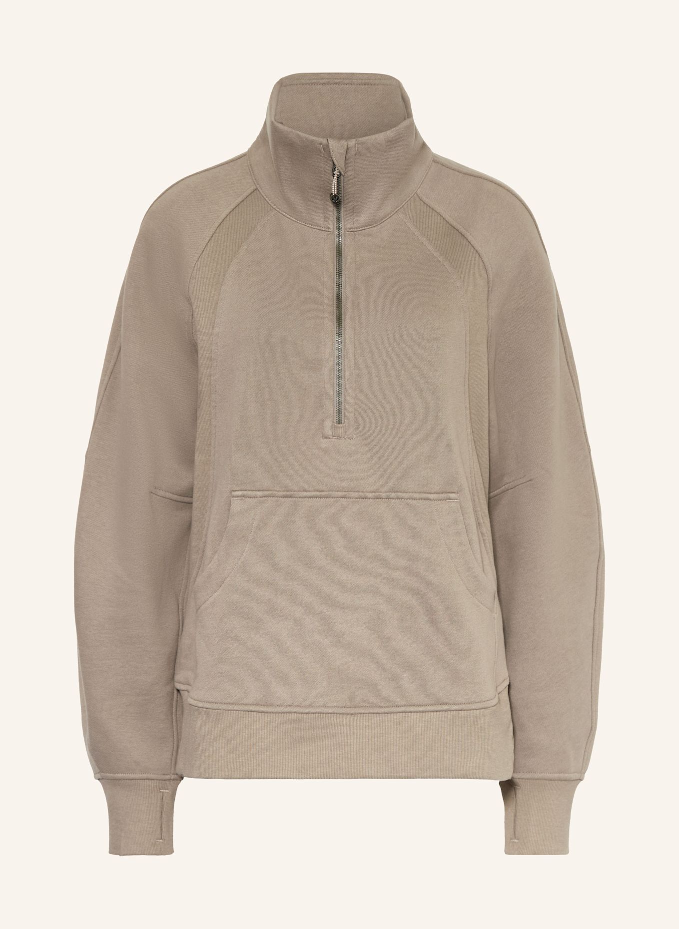 lululemon Oversized mikina SCUBA OVERSIZED FUNNELL NECK: ČERNOŠEDÁ