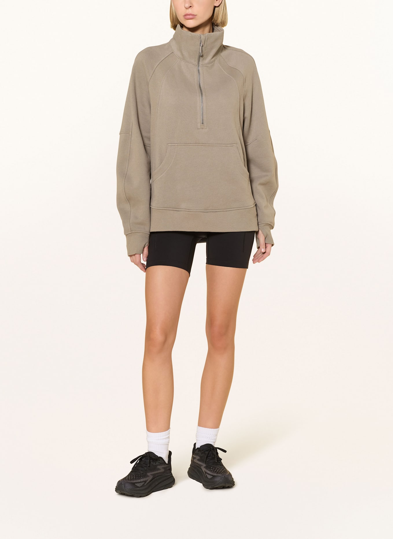 lululemon Oversized mikina SCUBA OVERSIZED FUNNELL NECK: ČERNOŠEDÁ