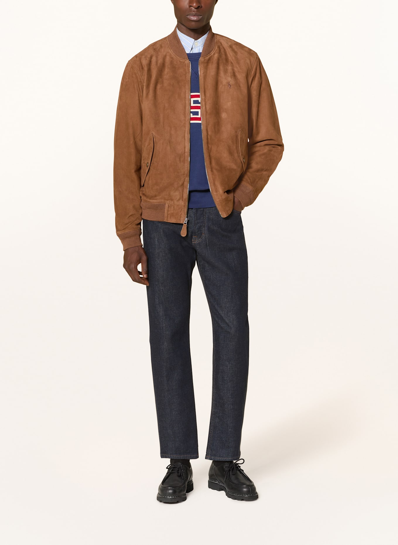 POLO RALPH LAUREN Leather bomber jacket: BROWN