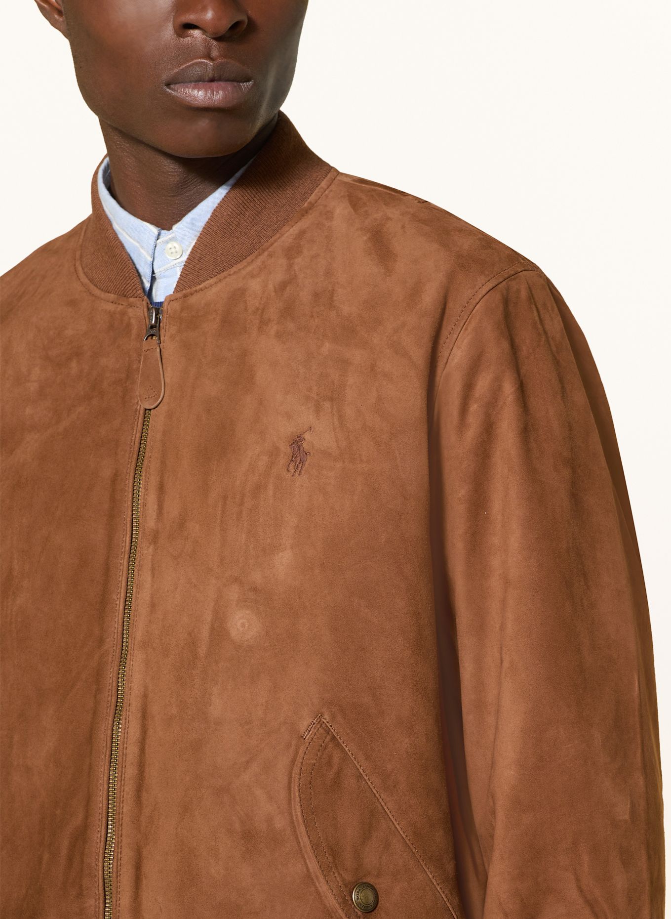 POLO RALPH LAUREN Leather bomber jacket: BROWN