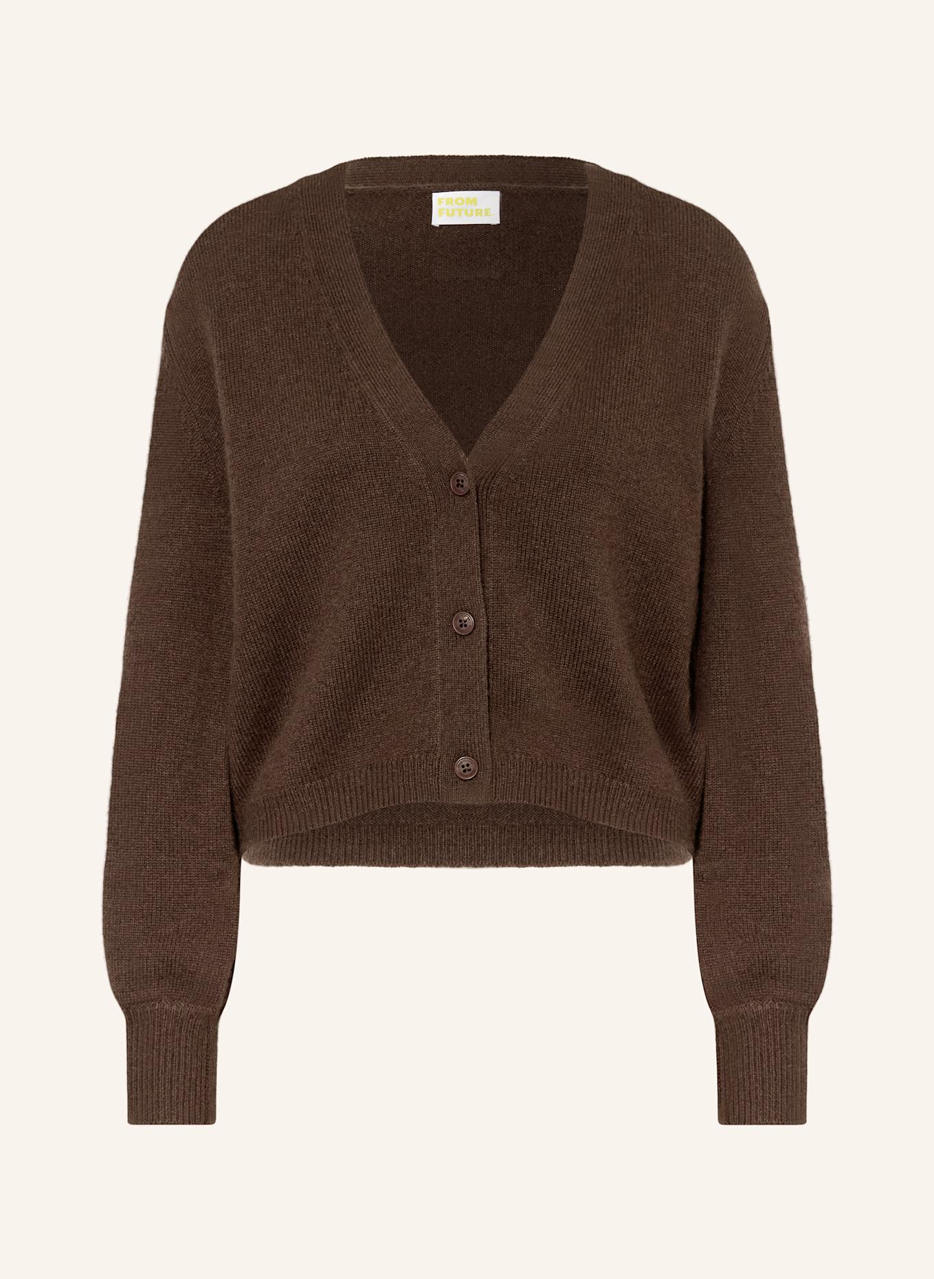 FROM FUTURE Kardigan z kaszmiru: CIEMNOBRĄZOWY