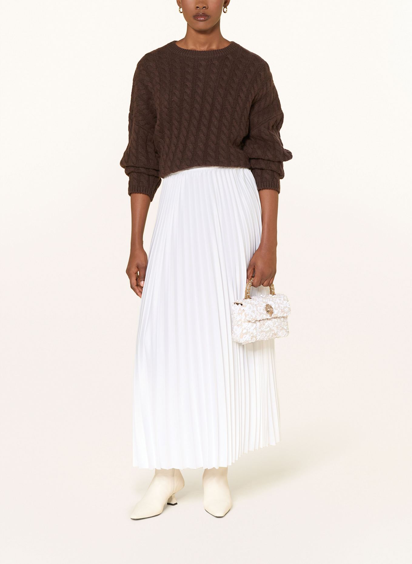 KURT GEIGER KENSINGTON crossbody bag with sequins and decorative gems: WHITE