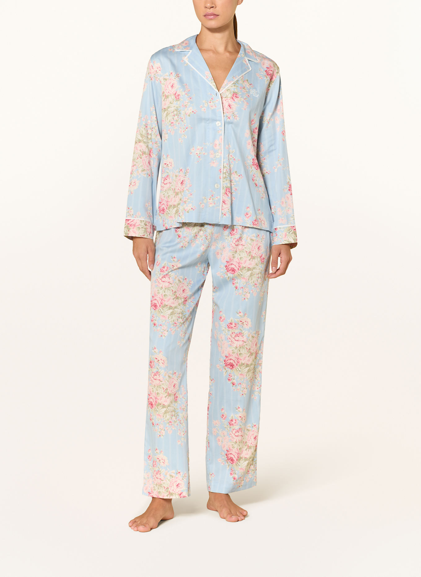 LAUREN RALPH LAUREN Piżama: JASNONIEBIESKI / MOCNORÓŻOWY / ZIELONY