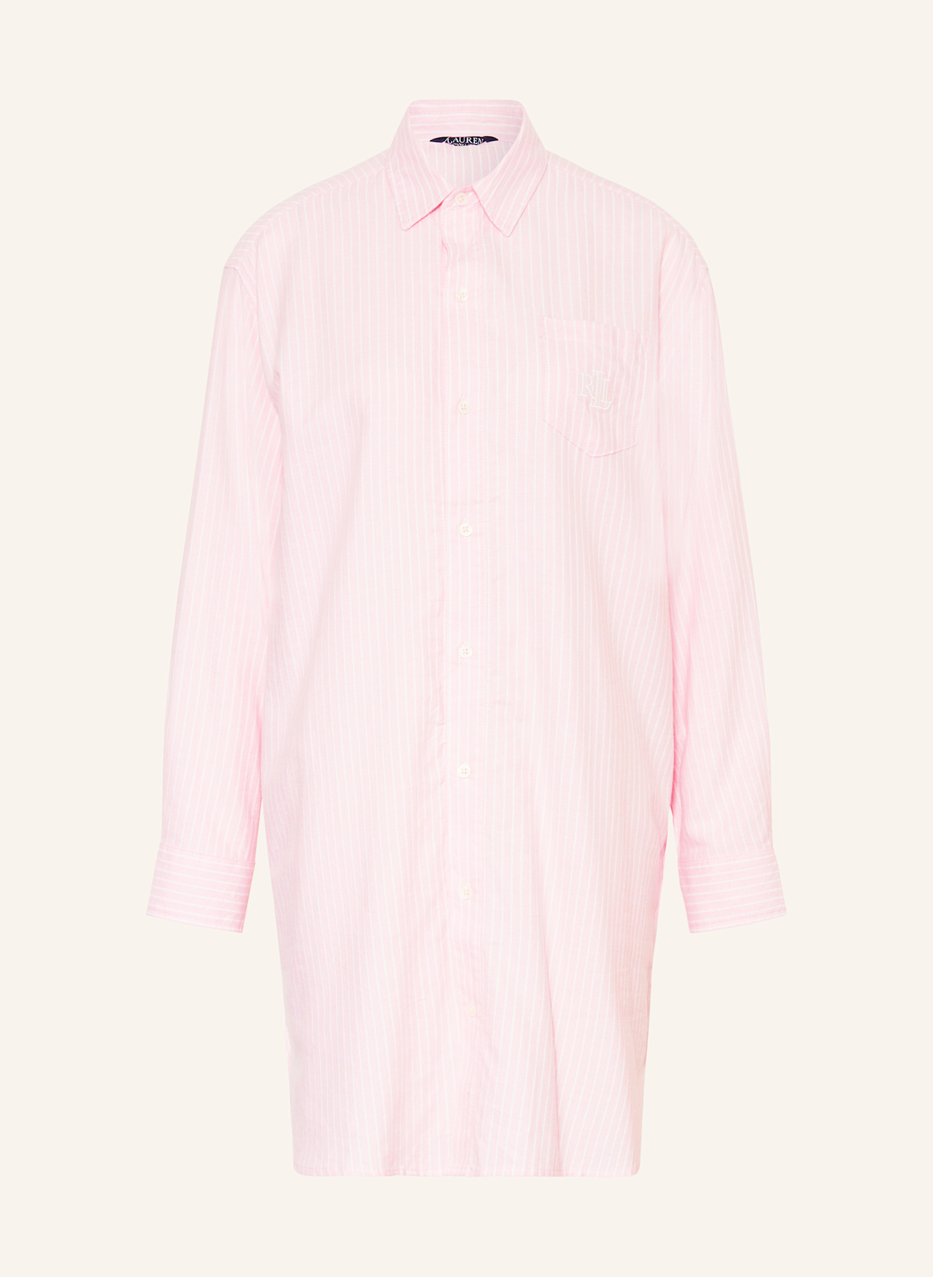 LAUREN RALPH LAUREN Nachthemd aus Flanell: ROSA / WEISS
