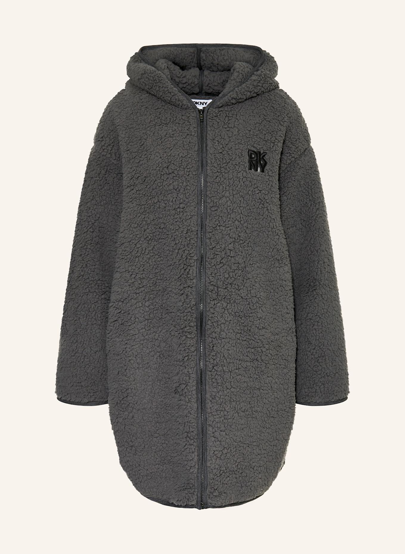 DKNY Szlafrok damski CHILL IN STYLE Z kapturem: CZIEMNOSZARY