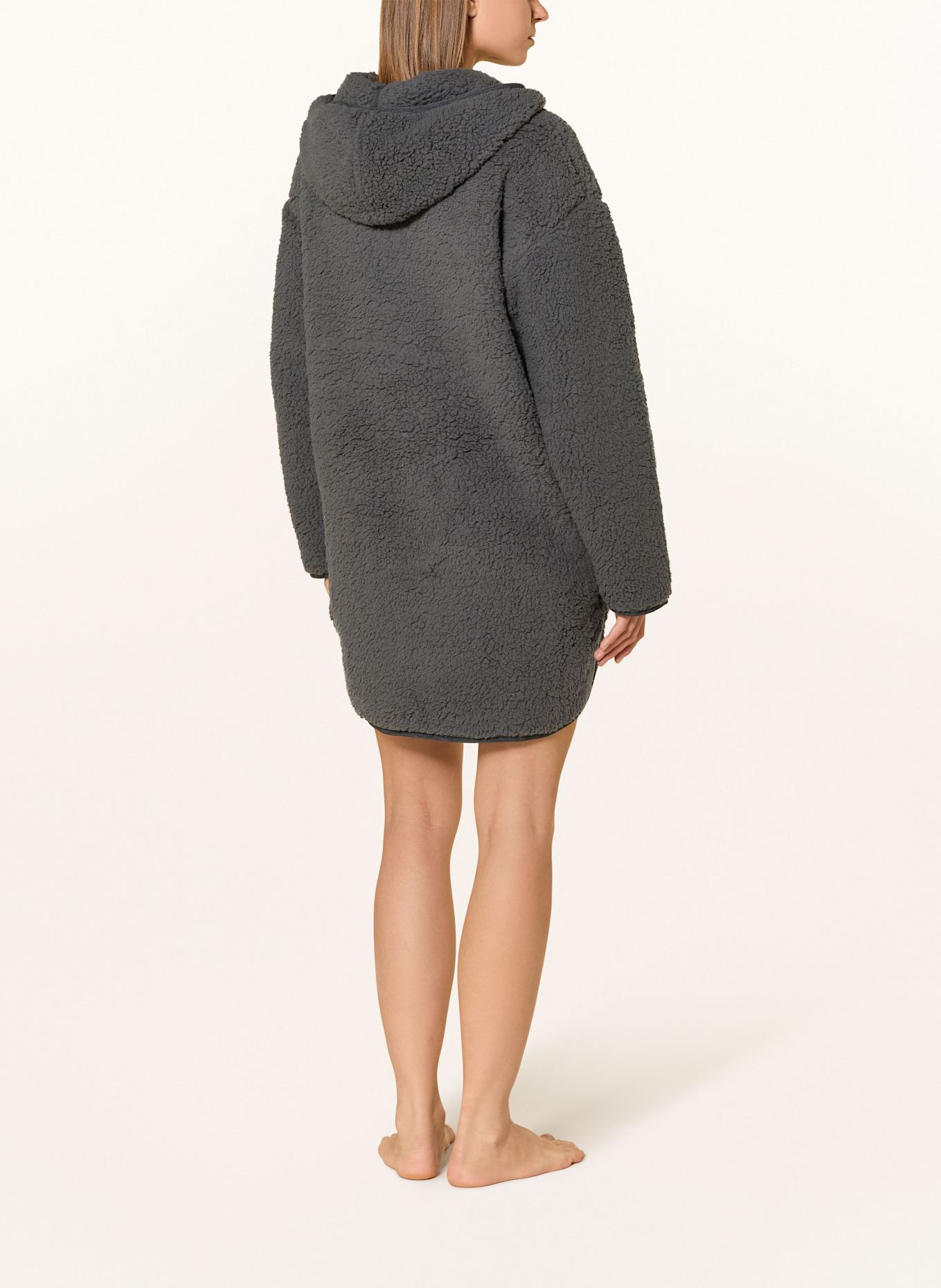 DKNY Szlafrok damski CHILL IN STYLE Z kapturem: CZIEMNOSZARY