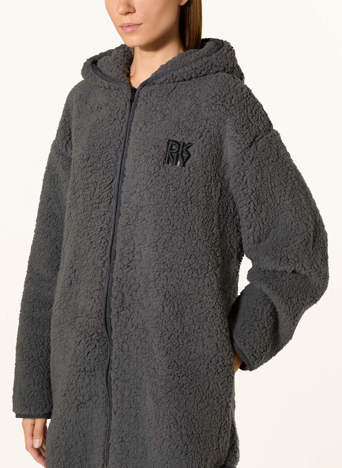 DKNY Szlafrok damski CHILL IN STYLE Z kapturem: CZIEMNOSZARY