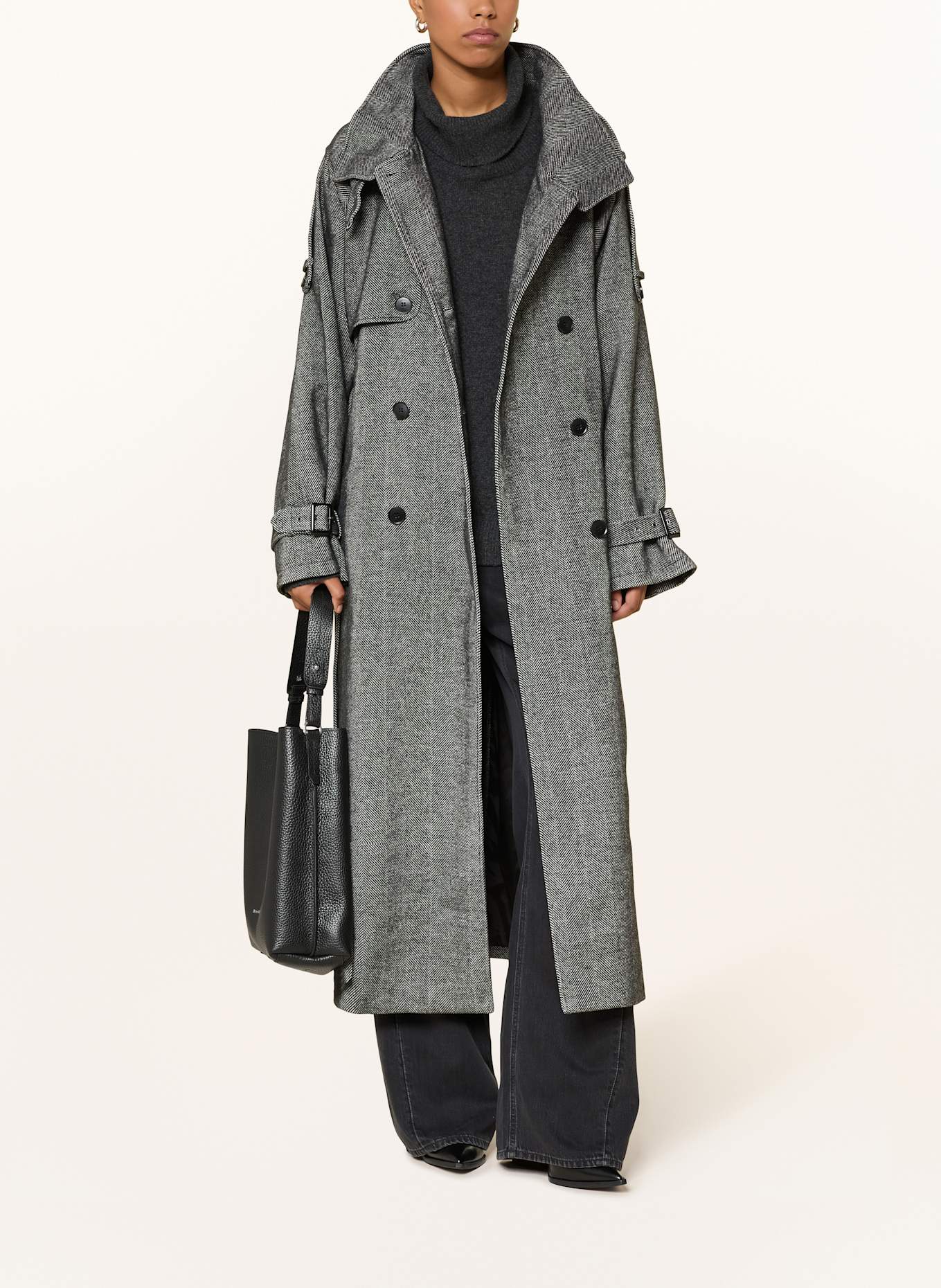 GESTUZ Trenchcoat GZAVIC: SCHWARZ / WEISS