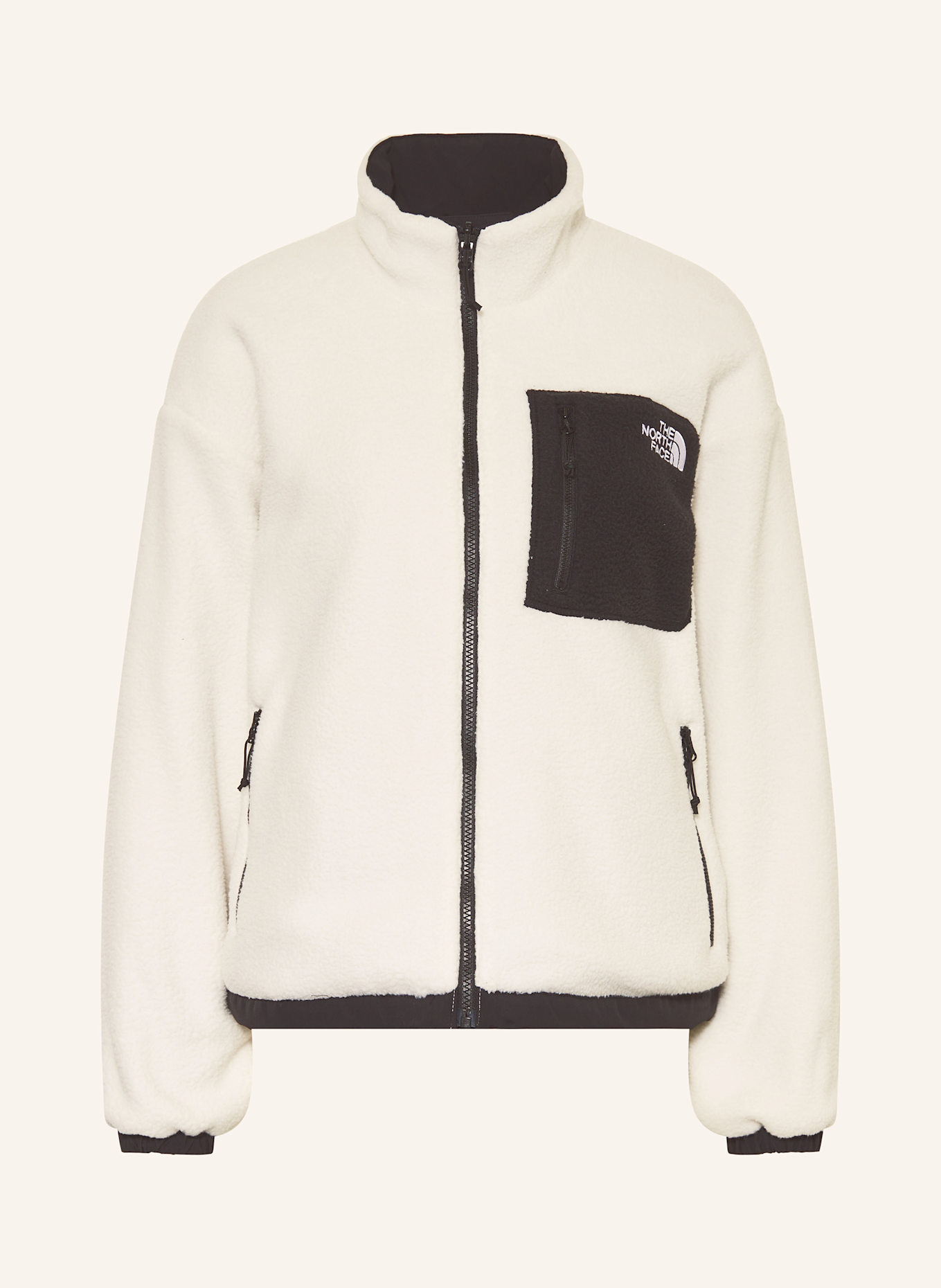 THE NORTH FACE Reversible YUMIORI fleece jacket: WHITE/ BLACK