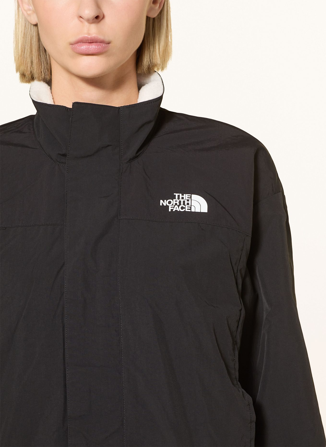 THE NORTH FACE Reversible YUMIORI fleece jacket: WHITE/ BLACK
