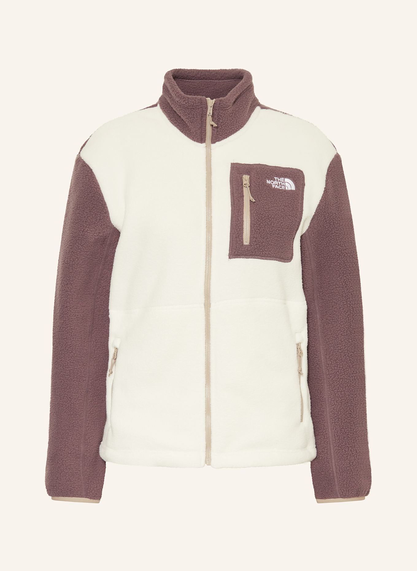 THE NORTH FACE Fleecejacke YUMIORI 1/4 FULLZIP: ECRU / DUNKELROT
