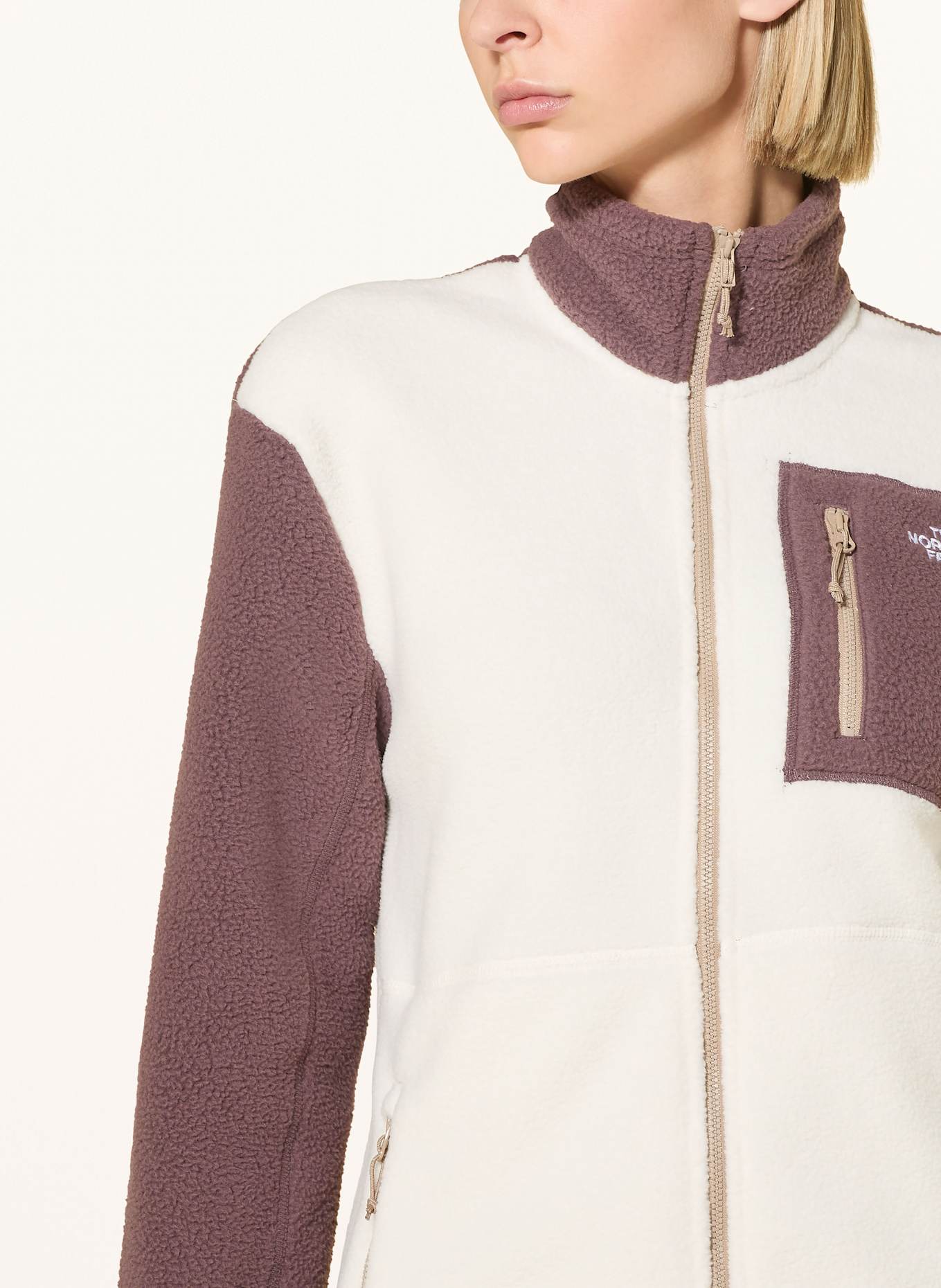 THE NORTH FACE Fleecejacke YUMIORI 1/4 FULLZIP: ECRU / DUNKELROT