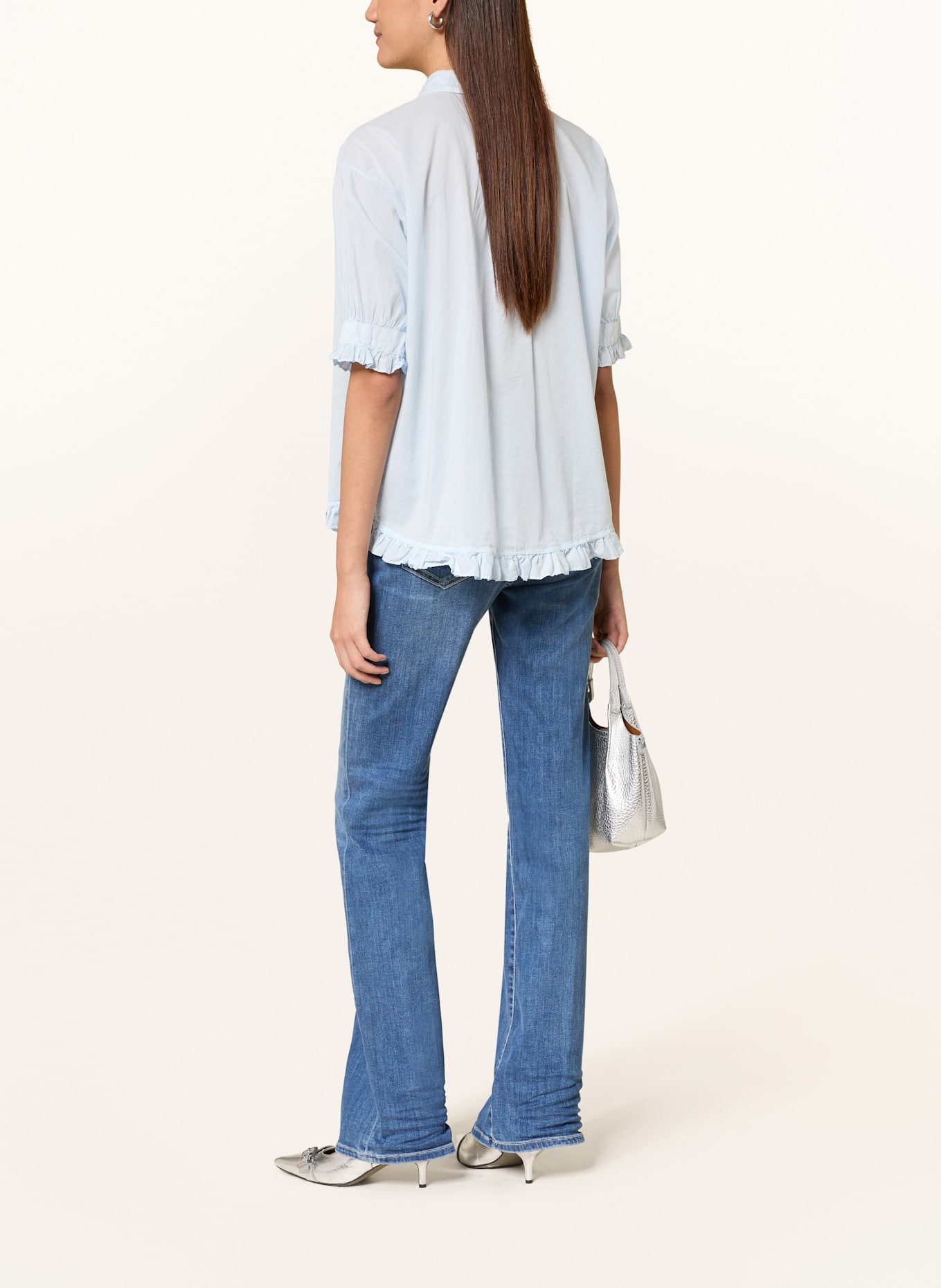 TRUE RELIGION Hemdbluse JIMENA mit Rüschen: HELLBLAU