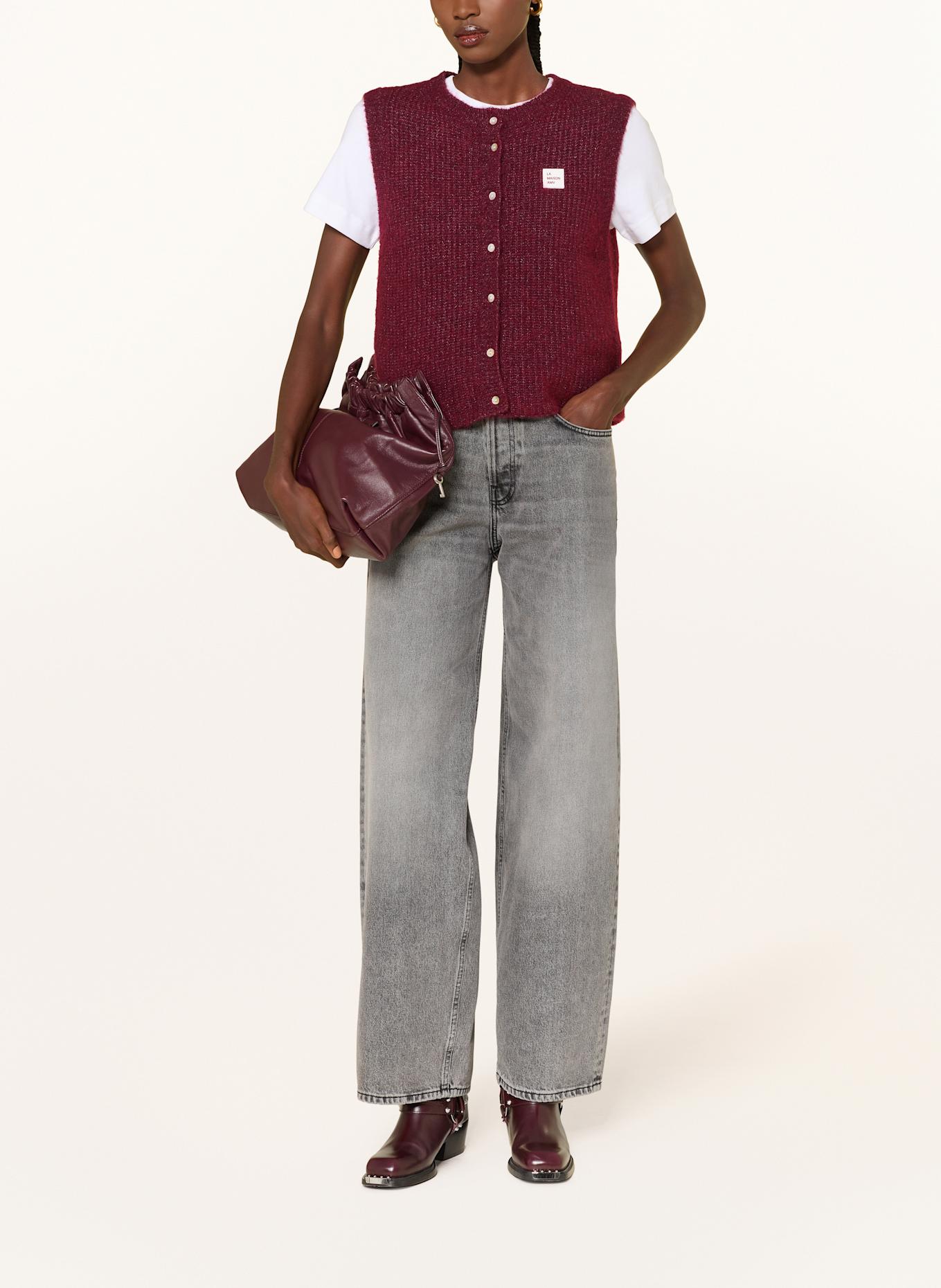 American Vintage Bezrękawnik KNITVEST: CIEMNOCZERWONY