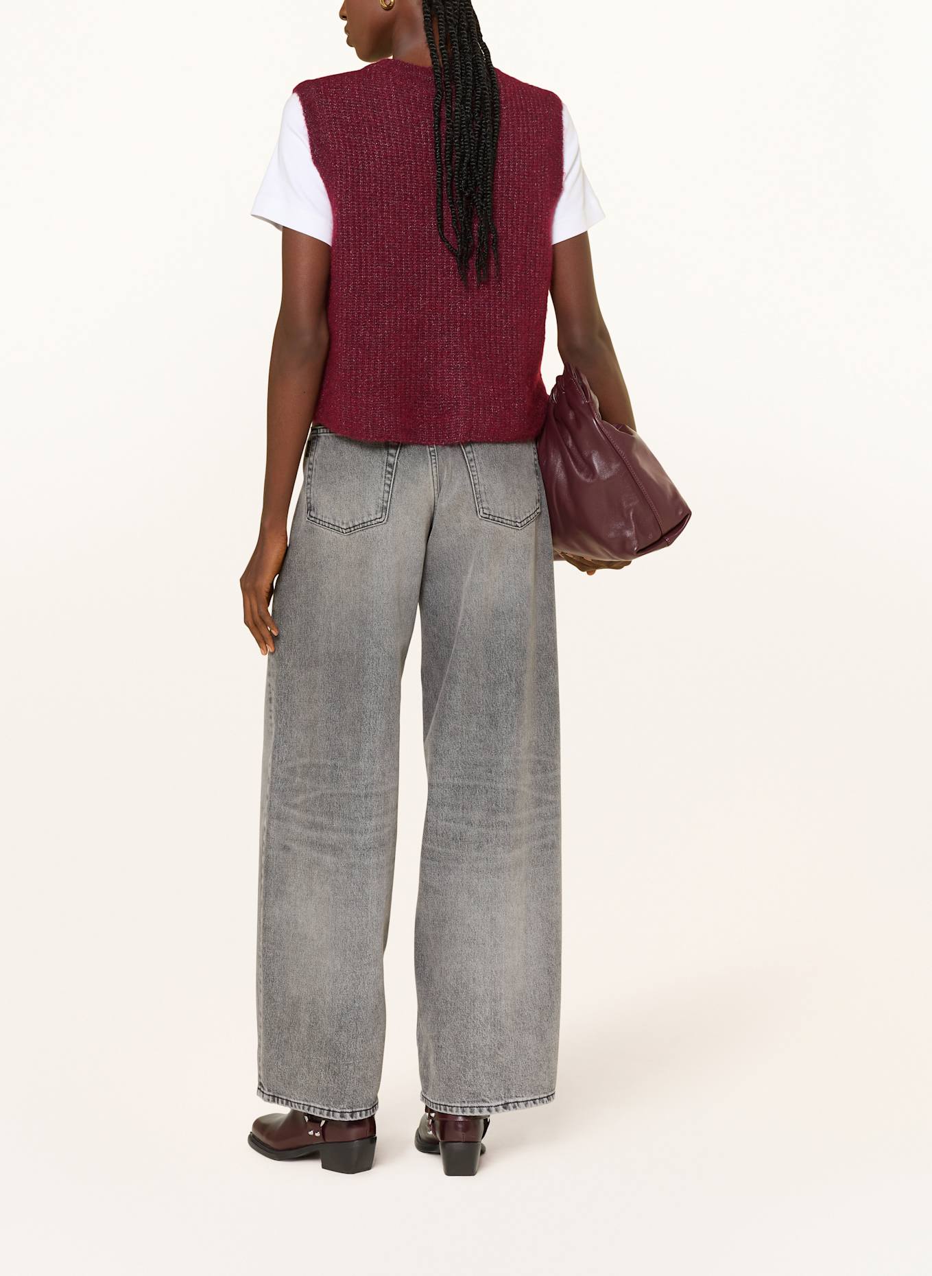 American Vintage Bezrękawnik KNITVEST: CIEMNOCZERWONY