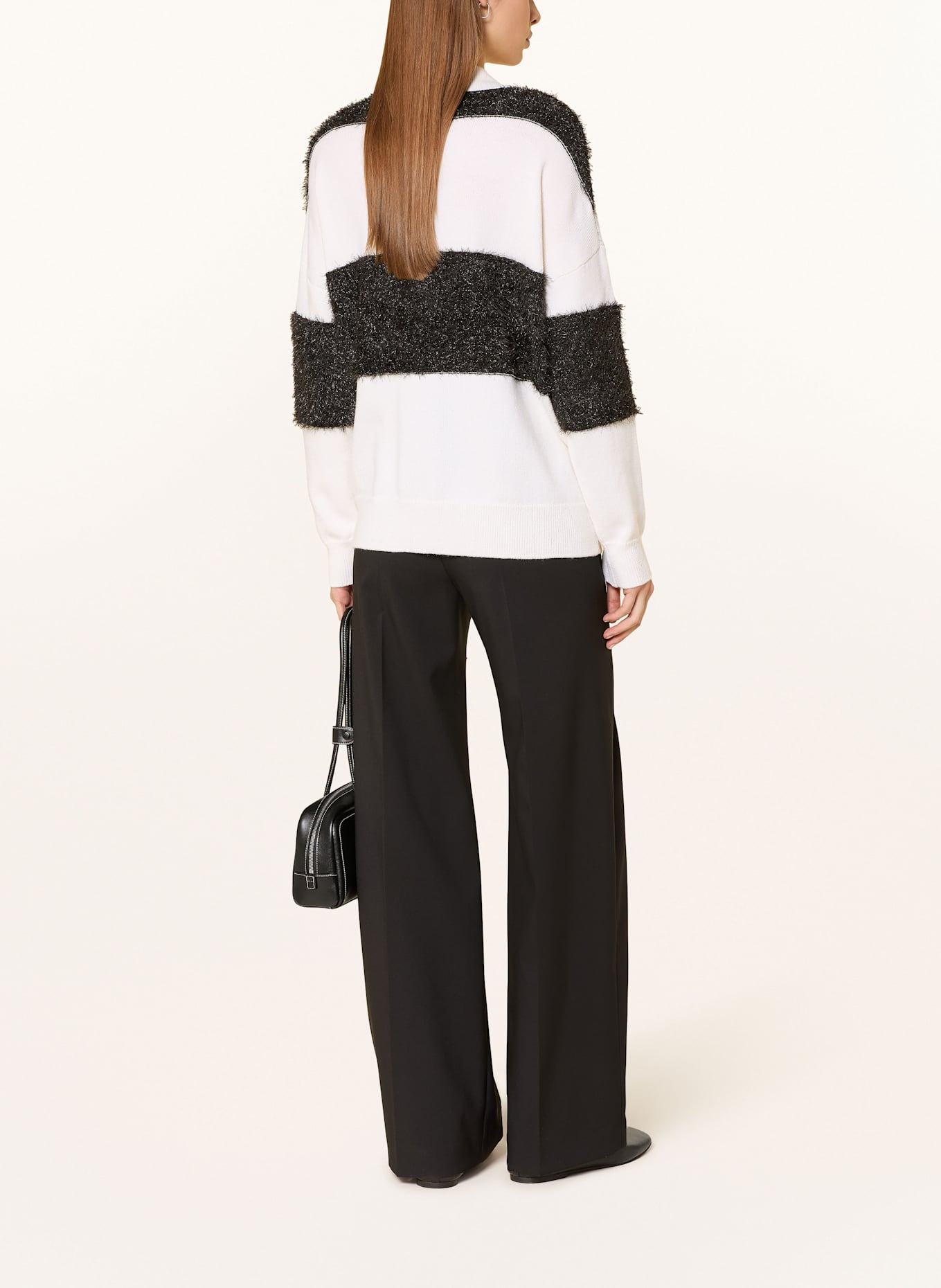 LIU JO Pullover mit Glitzergarn: WEISS / SCHWARZ