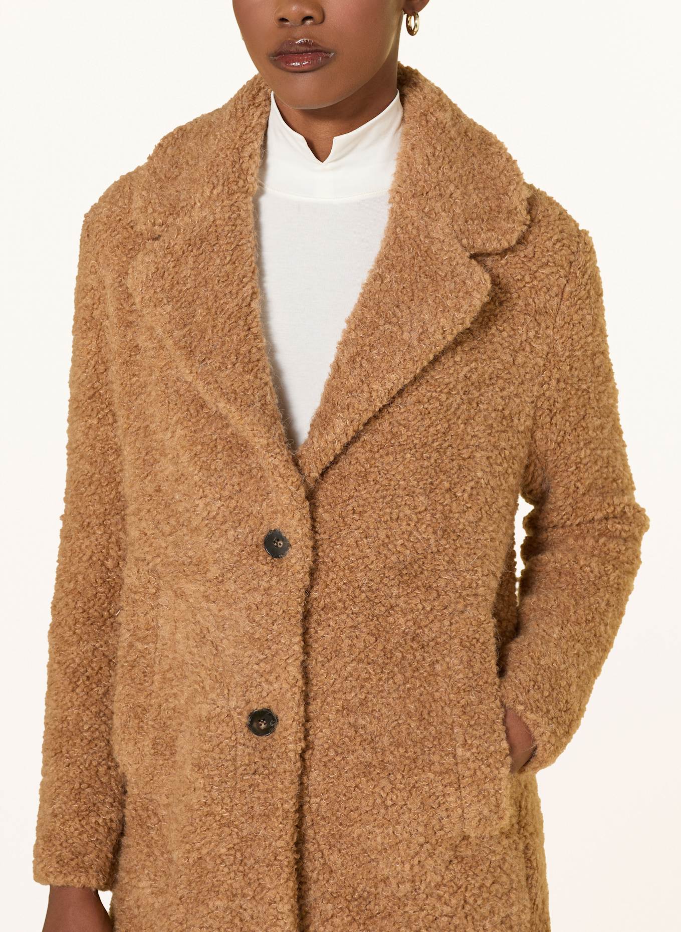 MARC CAIN Strickmantel aus Bouclé: 625 warm sand