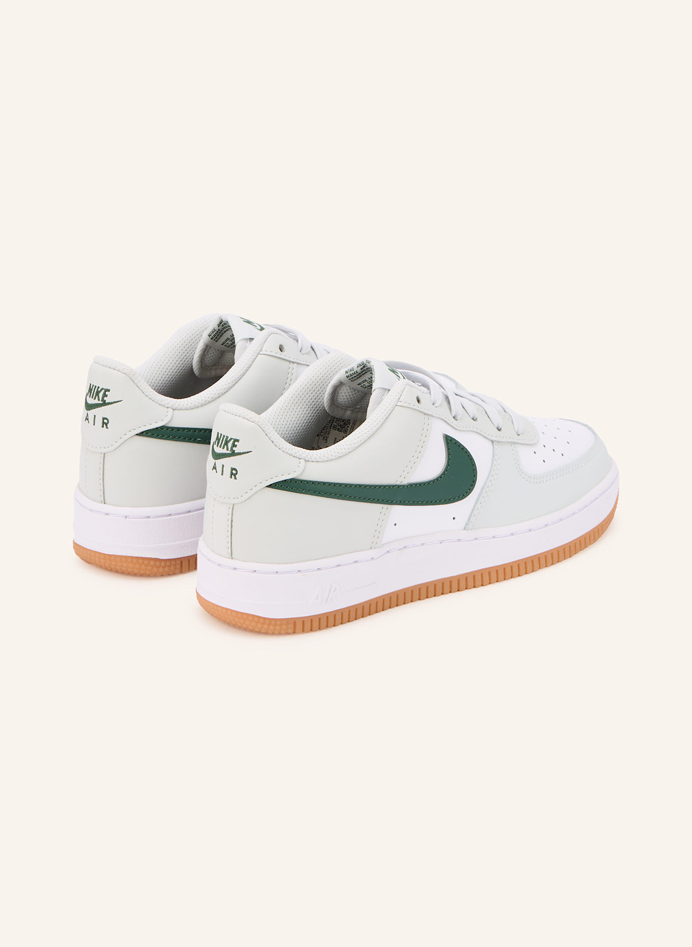 Nike Sneaker AIR FORCE 1: WEISS / HELLGRAU / DUNKELGRÜN