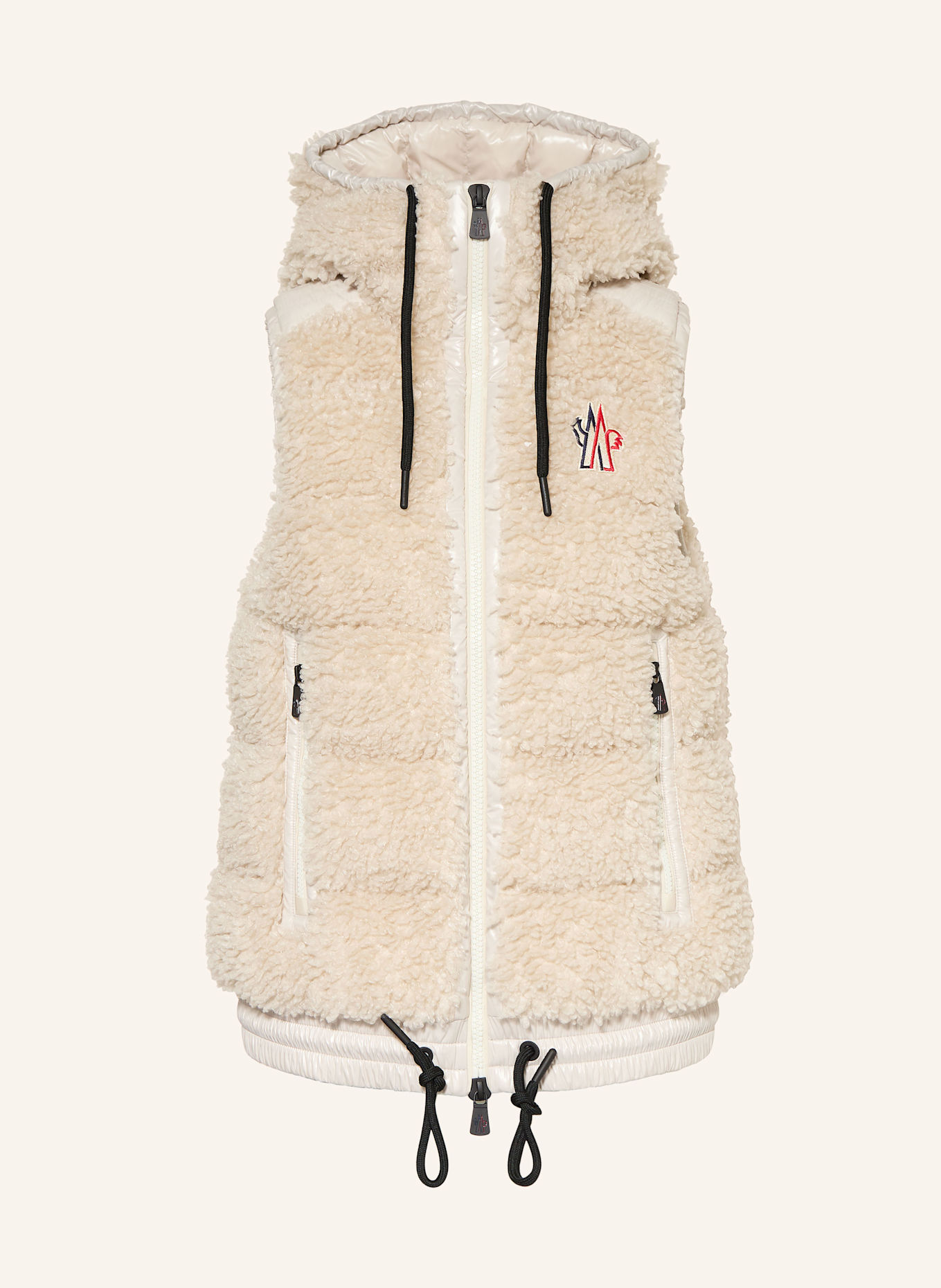 MONCLER GRENOBLE Teddyfell-Daunenweste: CREME