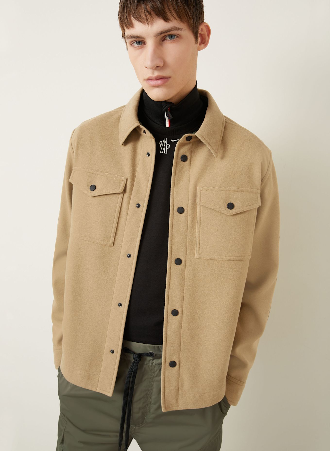 MONCLER GRENOBLE Flanelowa koszula wierzchnia: JASNOBRĄZOWY