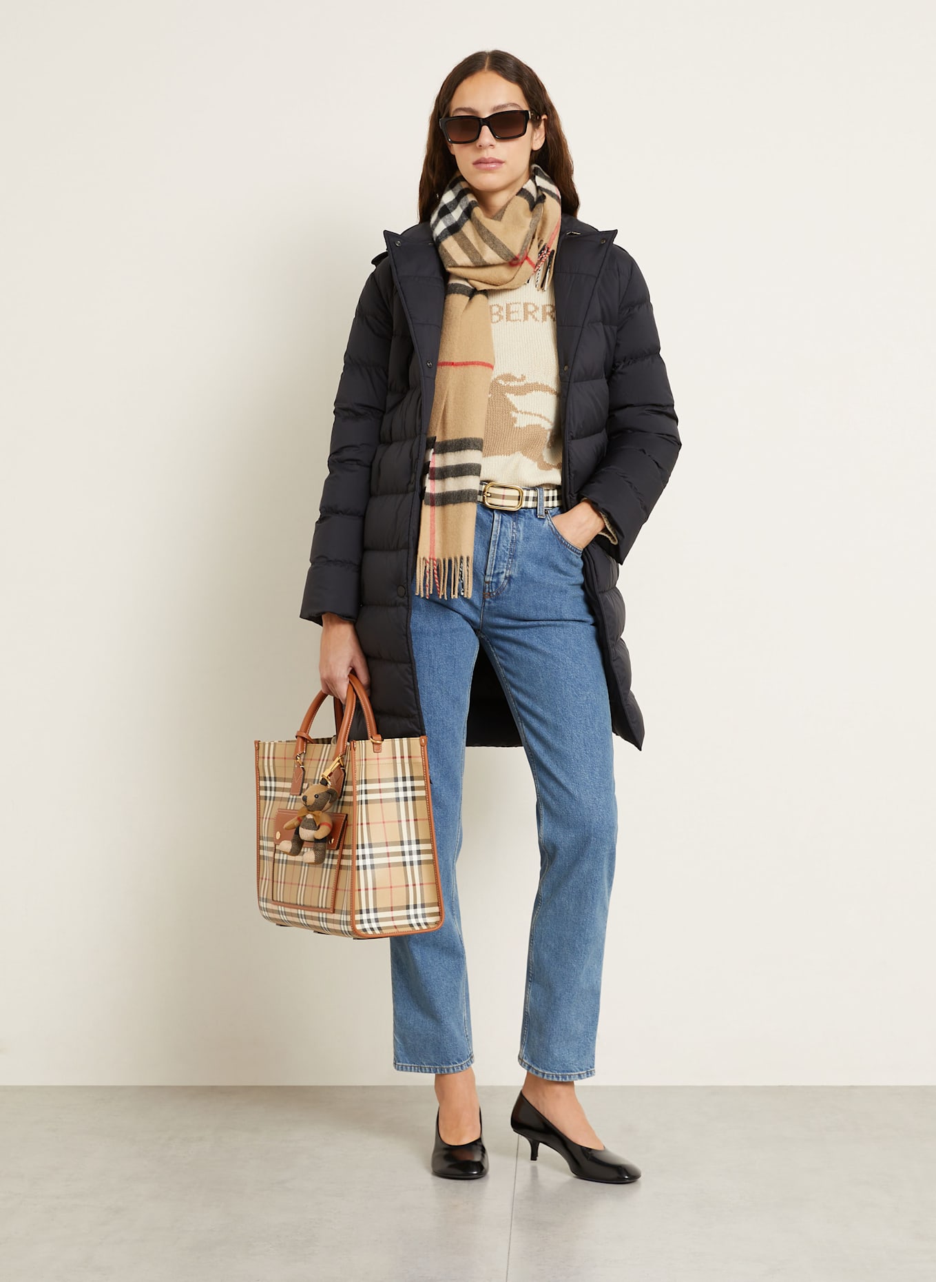 BURBERRY Schultertasche FREYA: HELLBRAUN / SCHWARZ / ROT