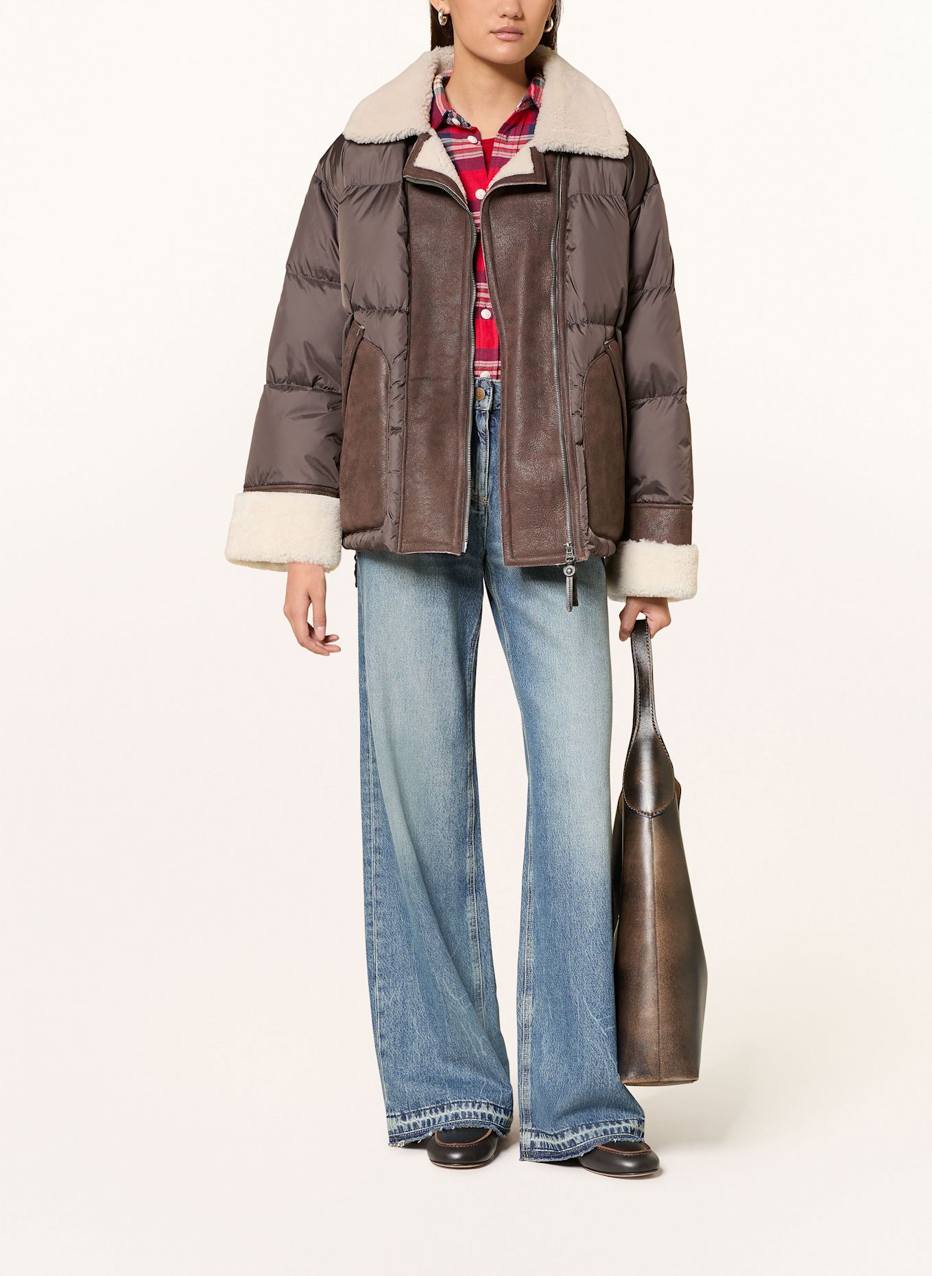 PARAJUMPERS Daunenjacke CHYNA im Materialmix: DUNKELBRAUN