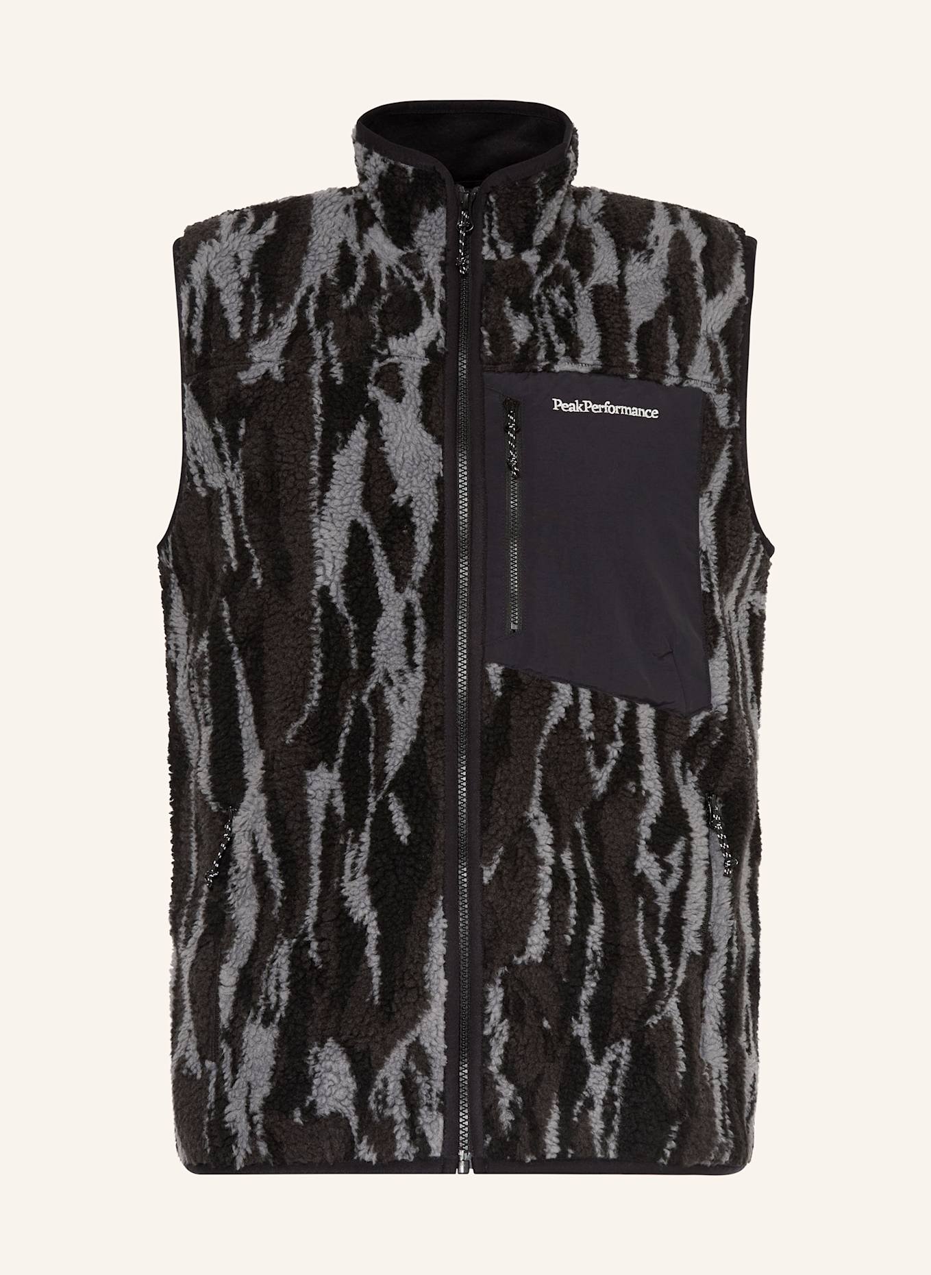 Peak Performance Teddyfell-Weste GRAPHIC PILE: SCHWARZ / GRAU