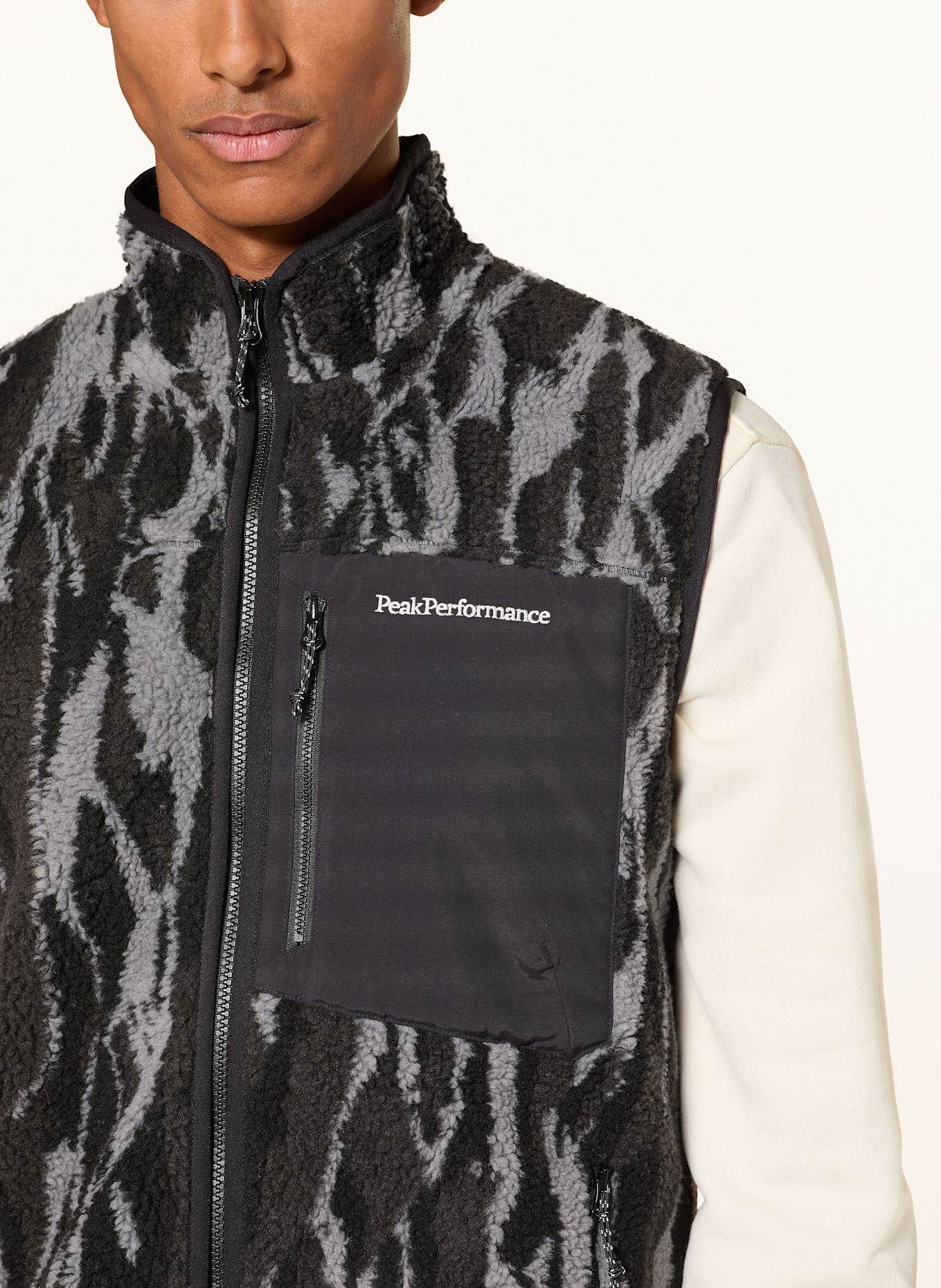 Peak Performance Teddyfell-Weste GRAPHIC PILE: SCHWARZ / GRAU