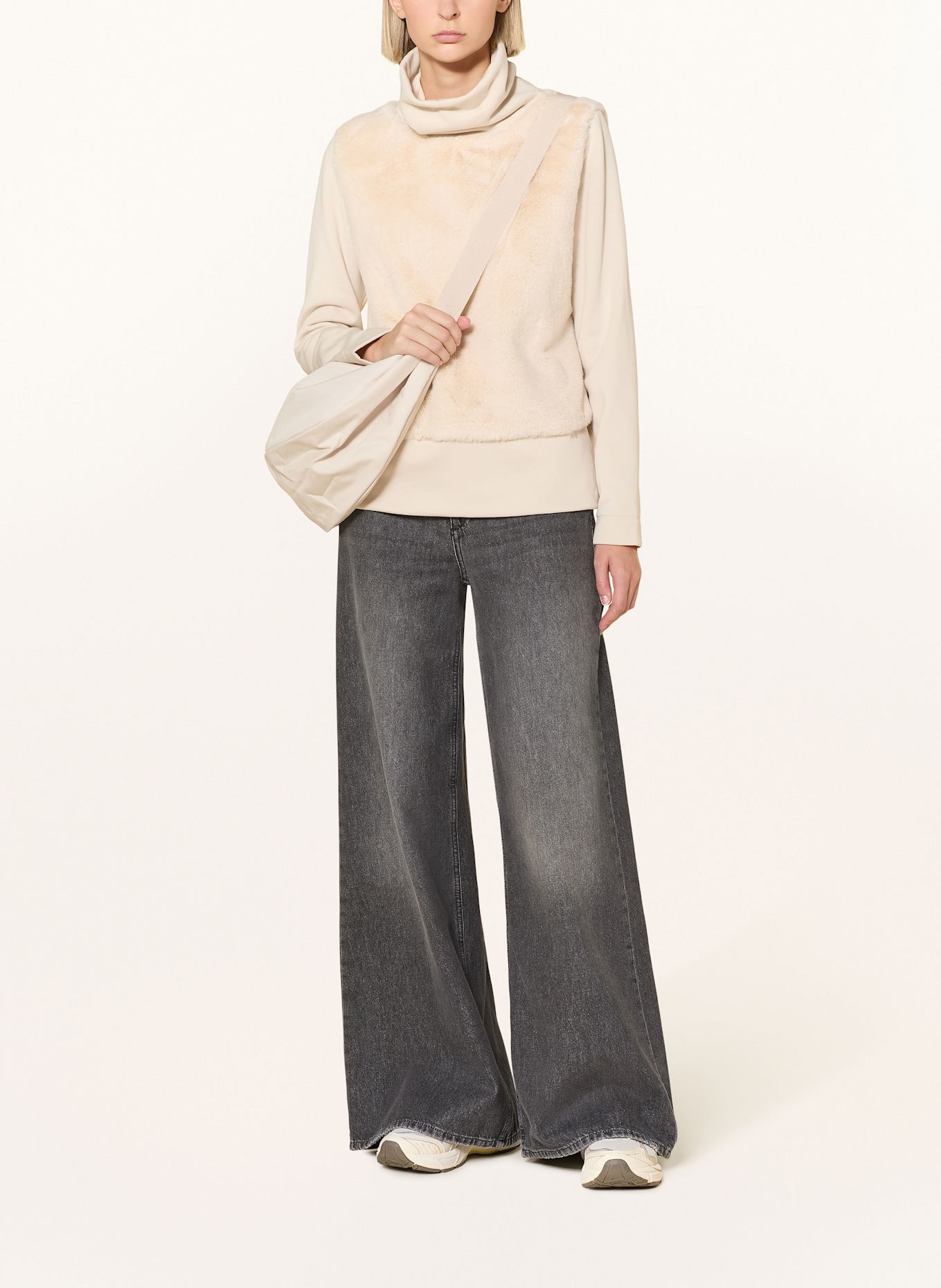 JEANNE BARET Sweatshirt CAMELIA im Materialmix: CREME