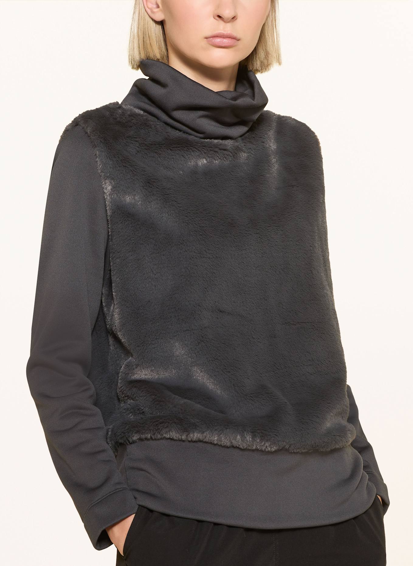 JEANNE BARET Sweatshirt CAMELIA im Materialmix: DUNKELGRAU