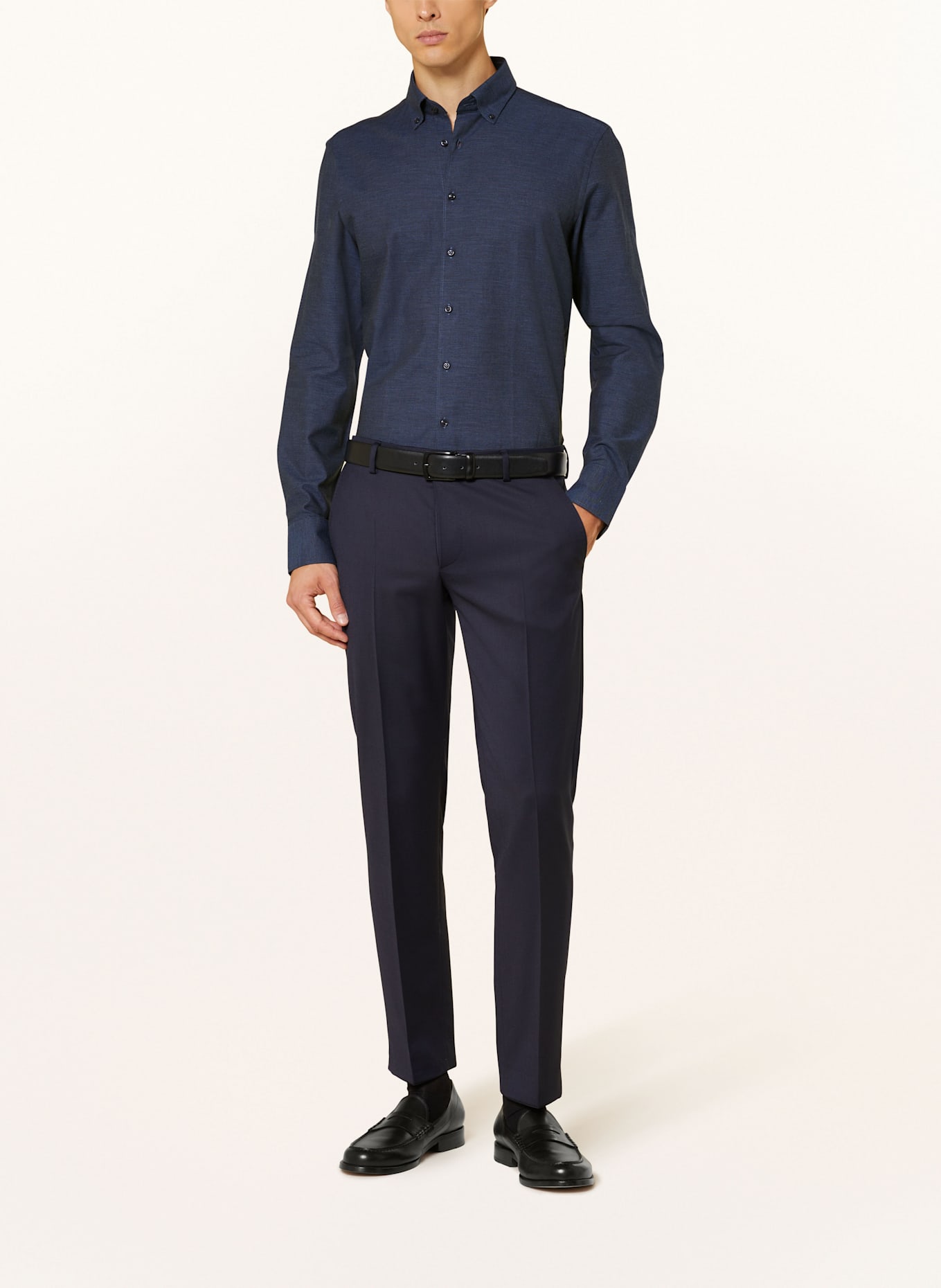 STROKESMAN'S Flanellhemd Regular Fit: DUNKELBLAU
