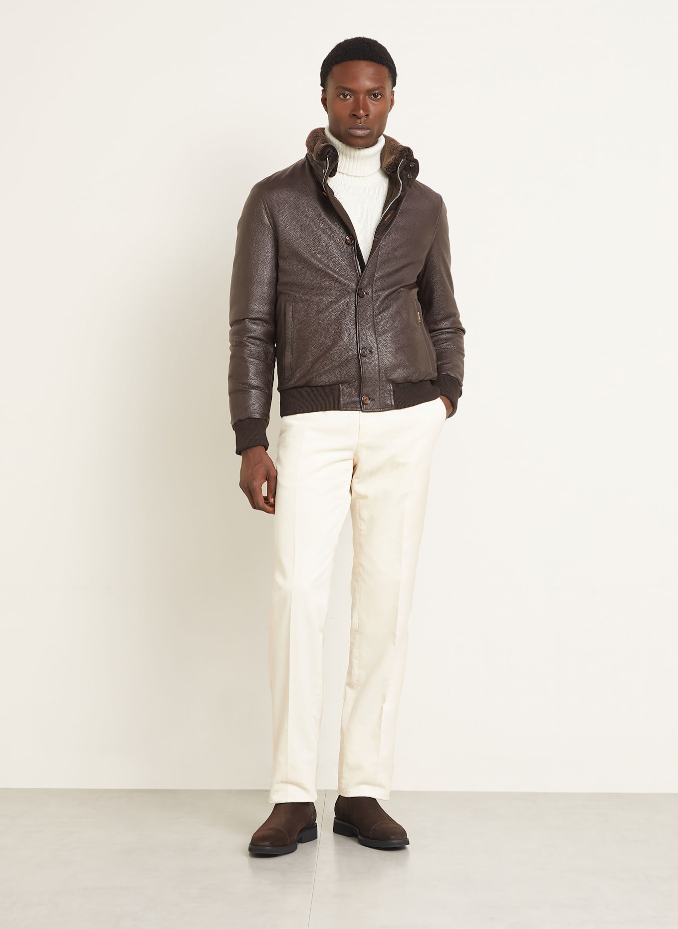 MOORER Lederjacke: DUNKELBRAUN