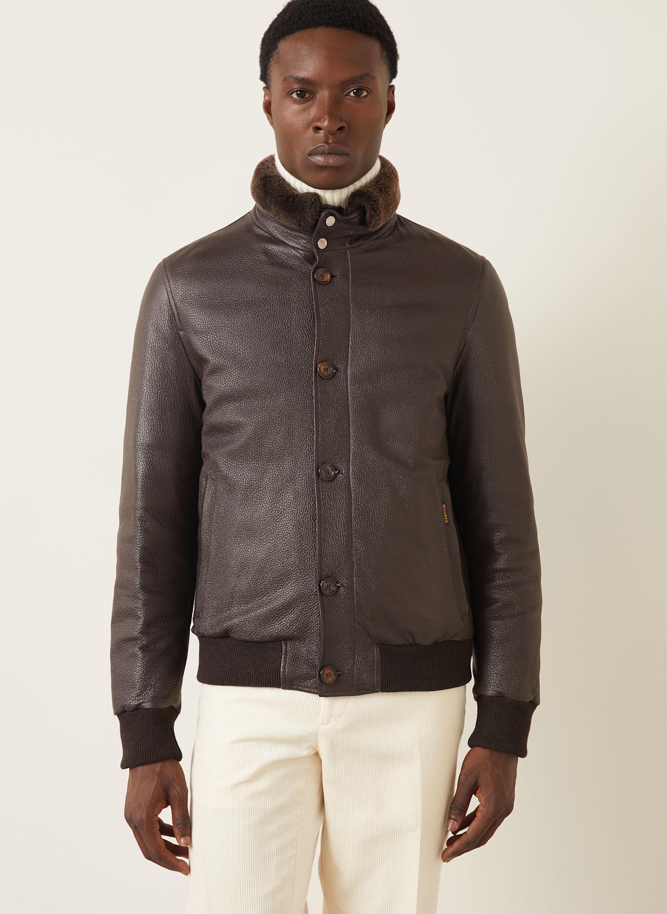MOORER Lederjacke: DUNKELBRAUN