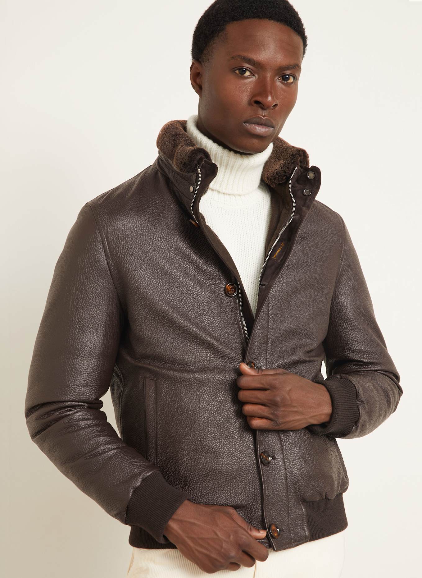 MOORER Lederjacke: DUNKELBRAUN