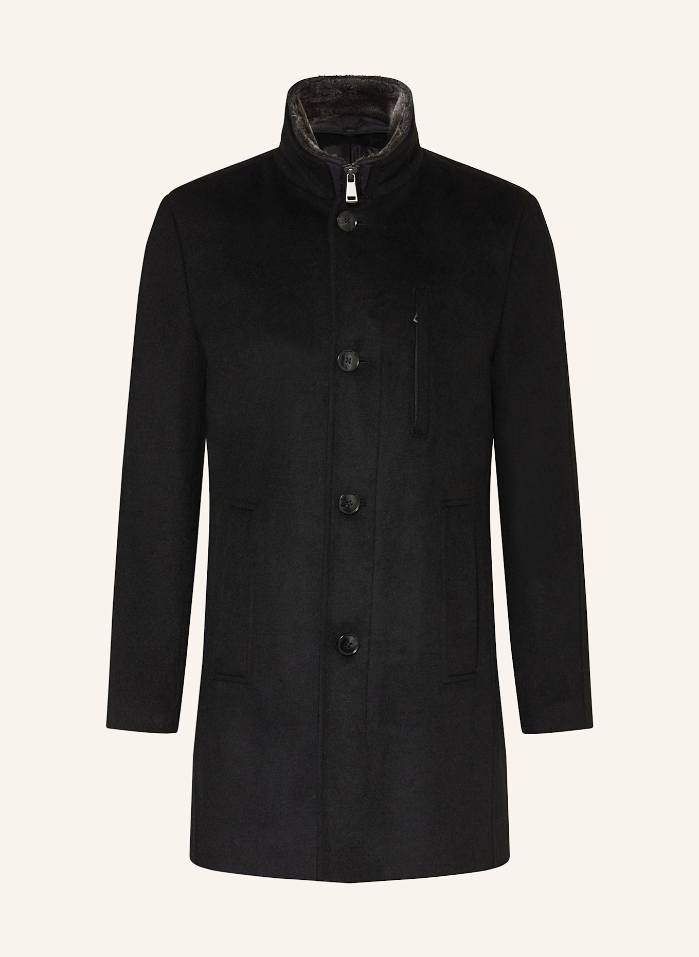 STROKESMAN'S Mantel mit herausnehmbarer Blende: SCHWARZ