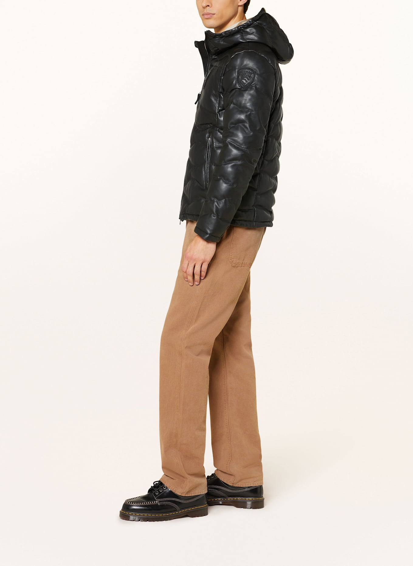 Blauer Lederjacke DROHAN: SCHWARZ