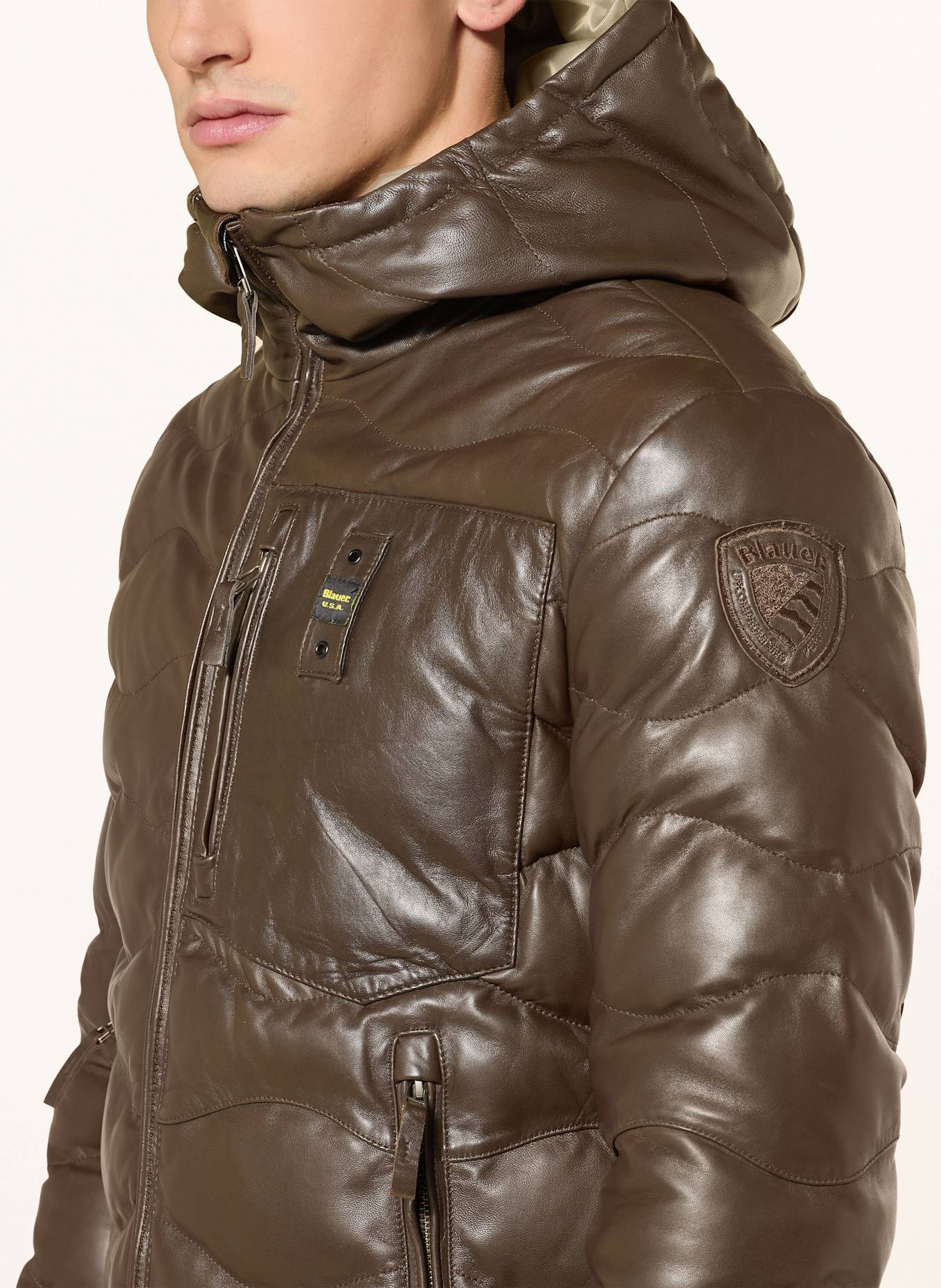 Blauer Lederjacke DROHAN: BRAUN