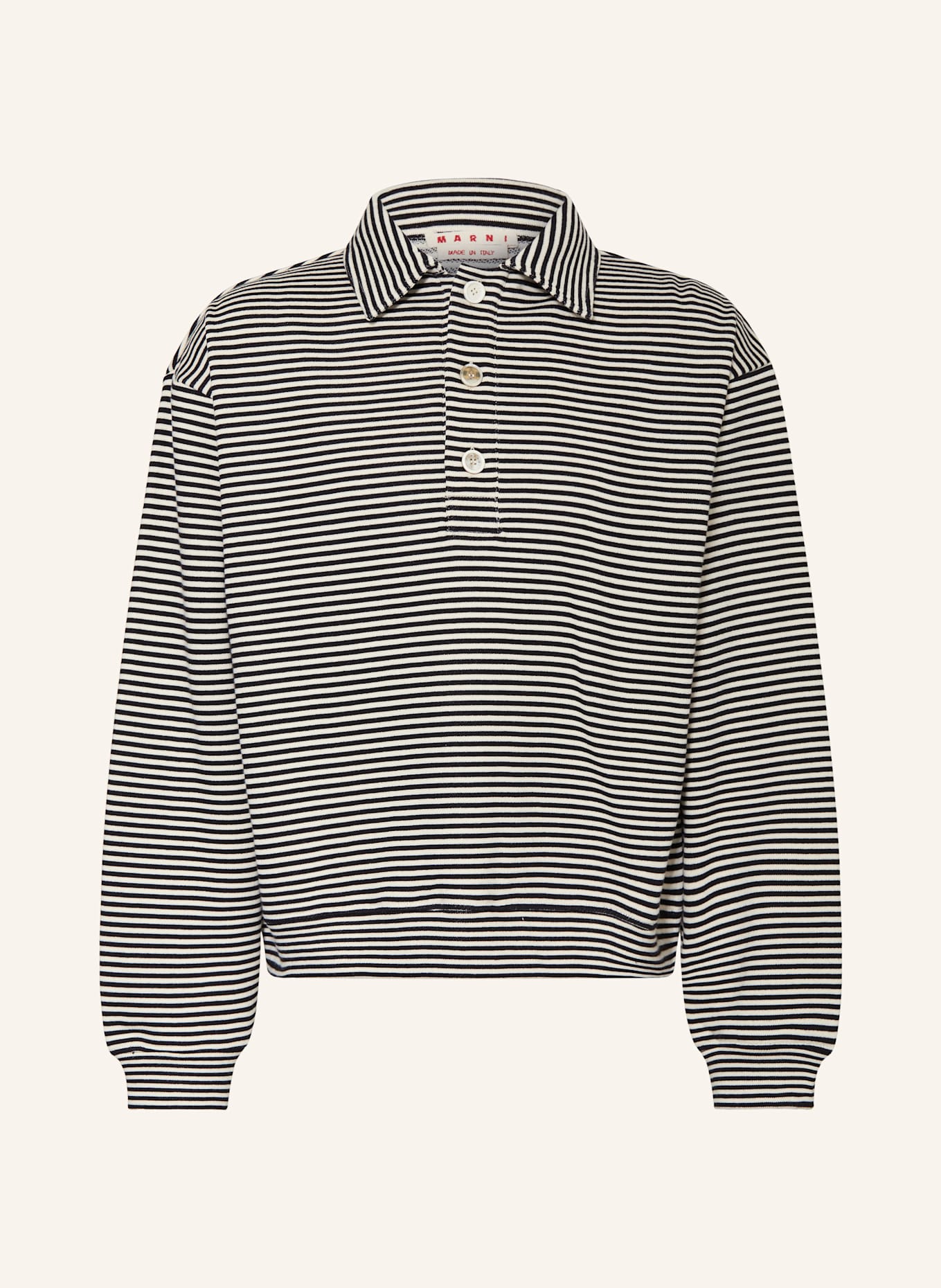 MARNI Sweatshirt fabric polo shirt: BLACK / ECRU