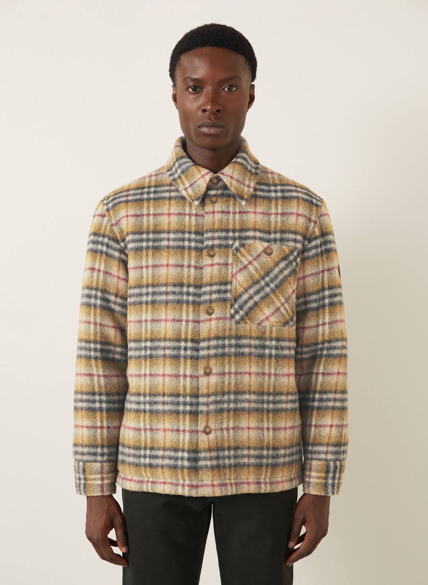 BURBERRY Overjacket: BEIGE / SCHWARZ / ROT