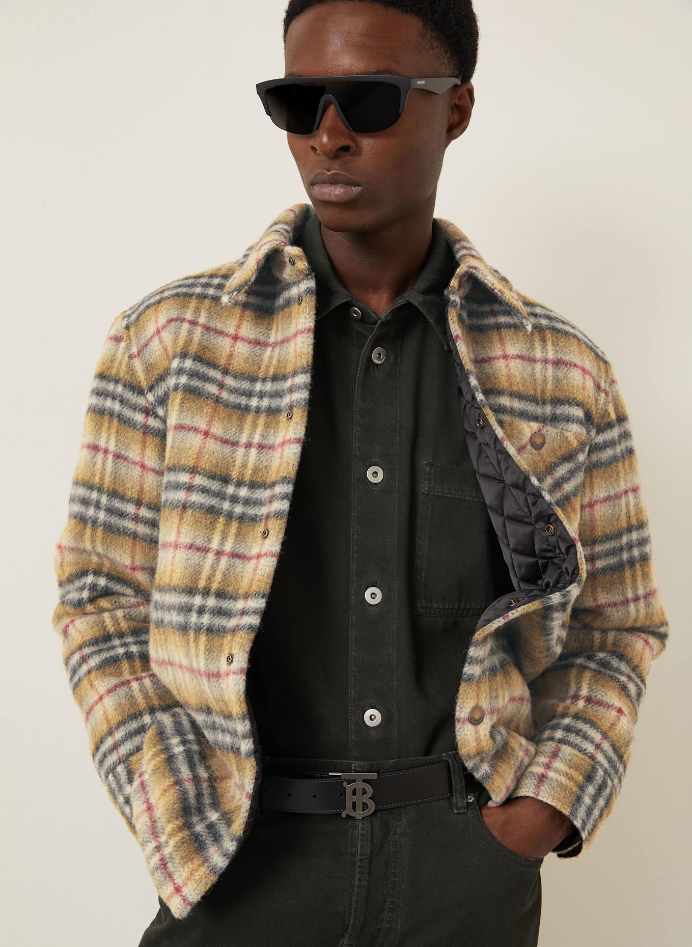 BURBERRY Overjacket: BEIGE / SCHWARZ / ROT